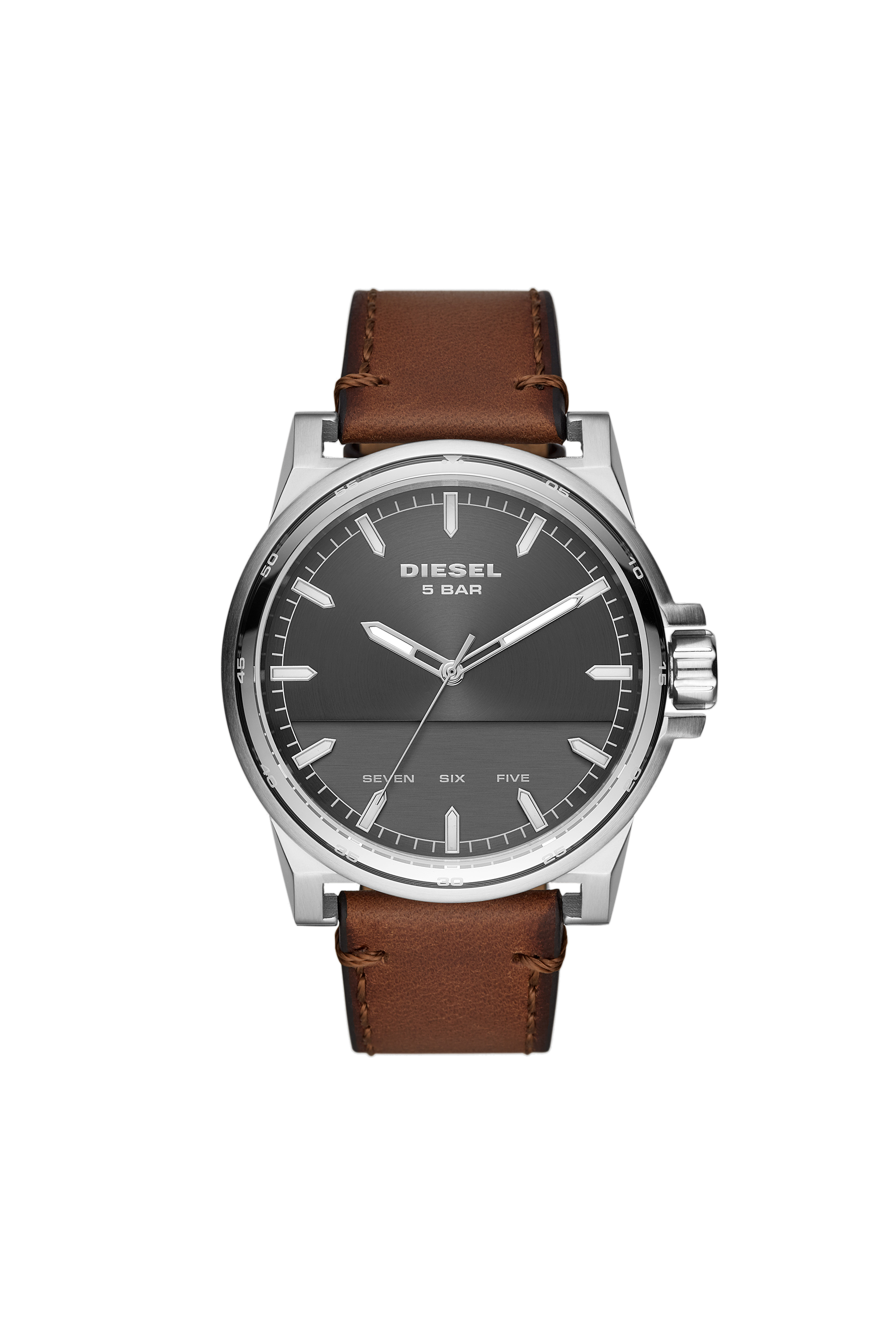 Diesel - DZ1910, Male's D-48 Three-Hand Brown Leather Watch in ブラウン - 1