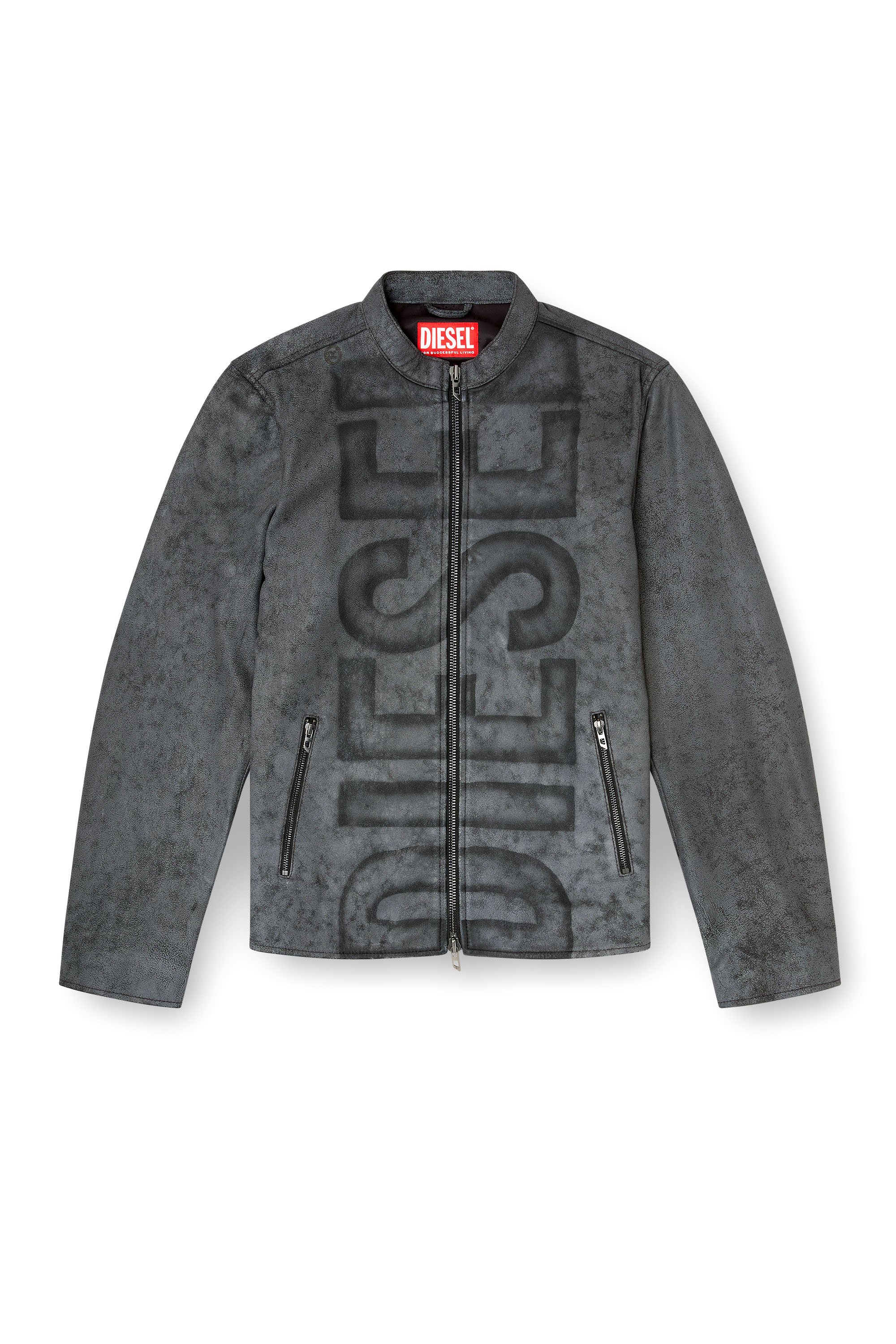 Diesel - L-EVERT-A, Male's レザージャケット in グレー - 3
