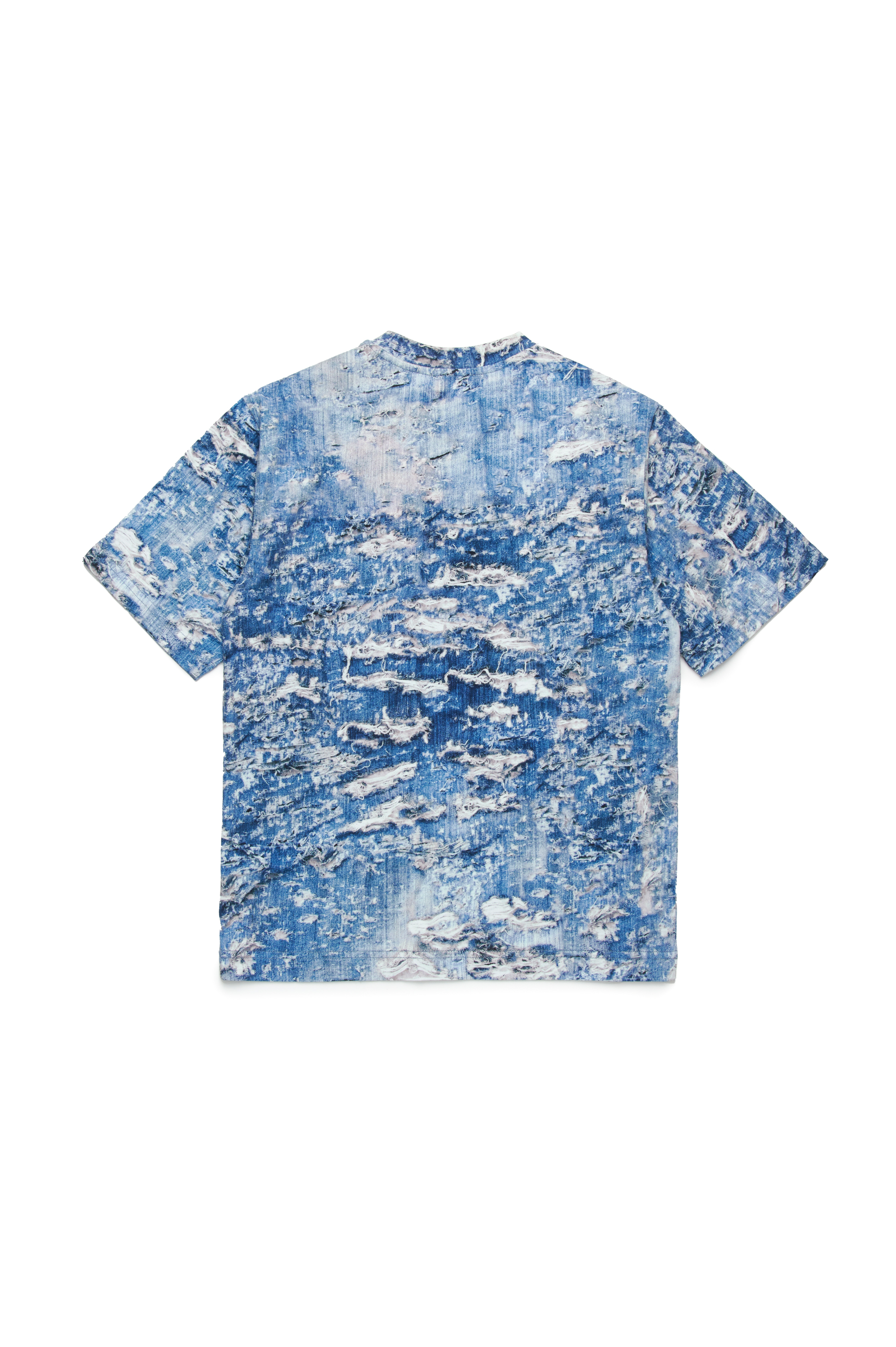 Diesel - TARSTON OVER, Male's T-shirt with Tiger Breaks trompe l'oeil in ブルー - 2