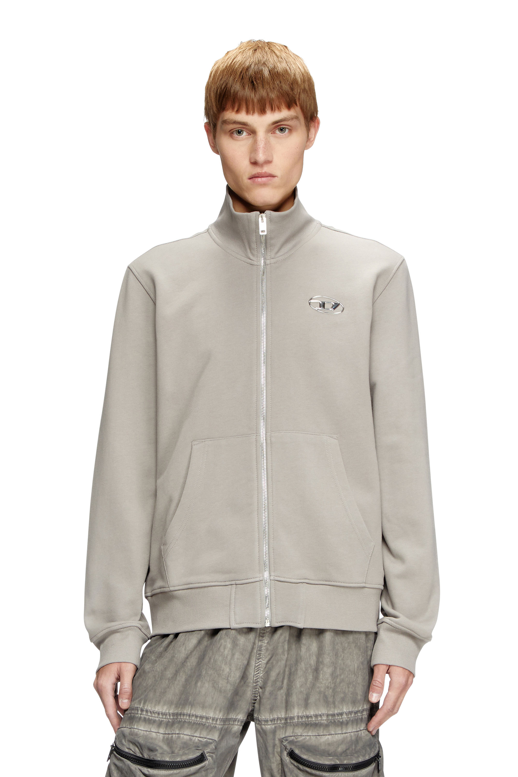 Diesel - S-GINNI-ZIP-OD, Male's ジップアップスウェット in ライトグレー - 3