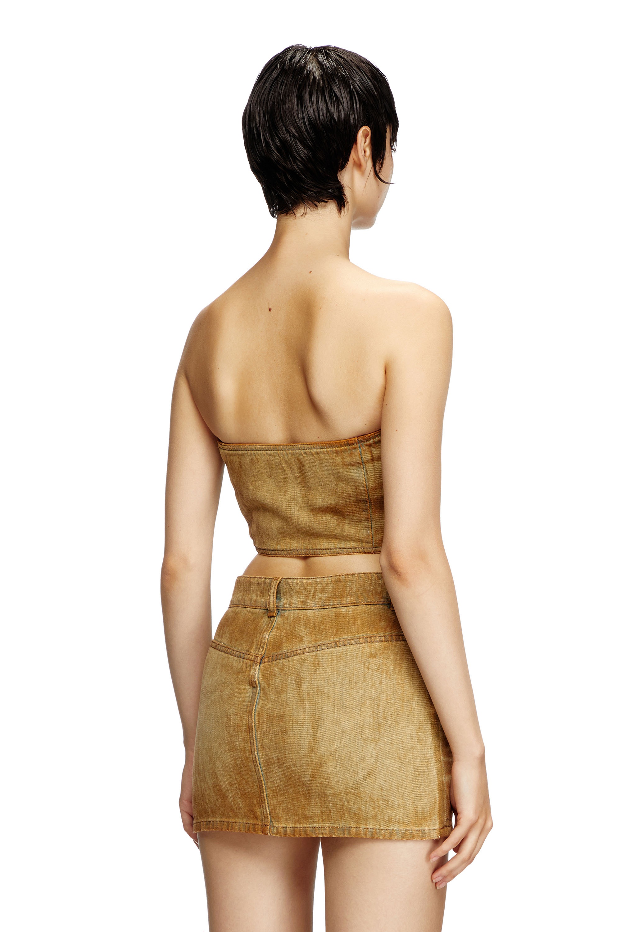 Diesel - DE-VILLESS-FSF, Female's Denim tube top with rust-effect logo in ライトブラウン - 4