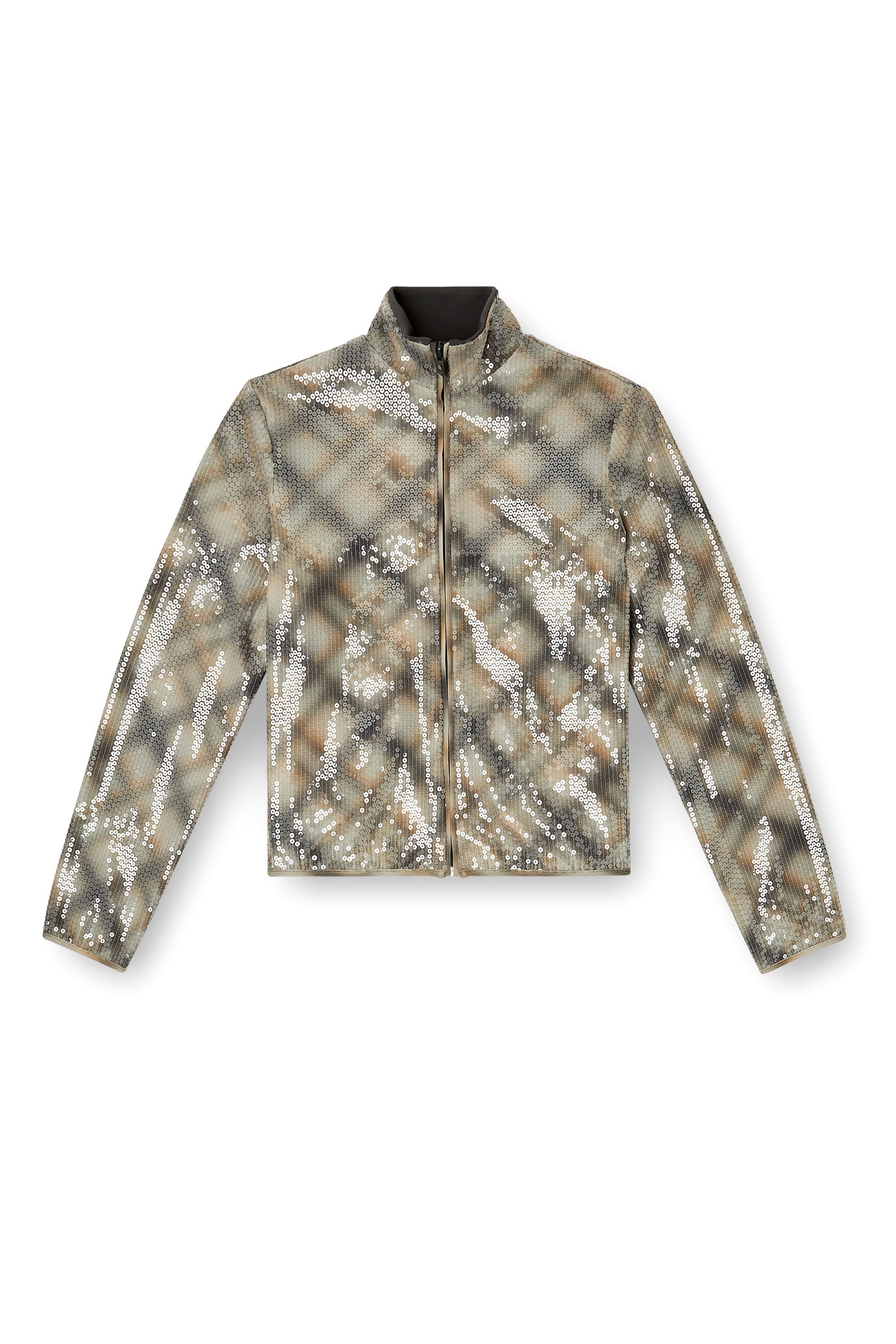 Diesel - F-EREQUINS, Female's ジップアップスウェット in ベージュ/グレー - 3