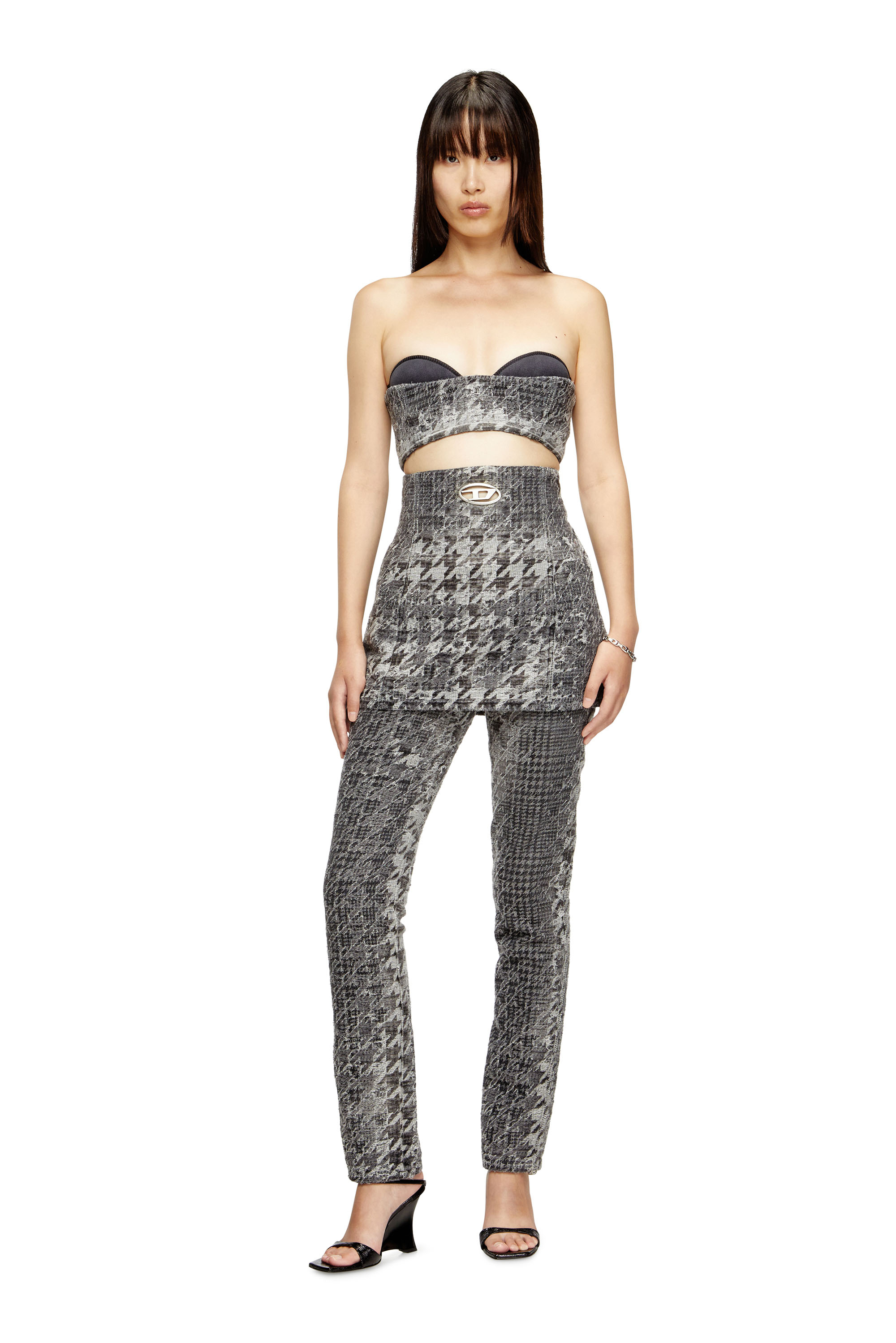 Diesel - DE-ORSET-FSH1, Female's Basque in Prince of Wales jacquard denim in ブラック/ホワイト - 1