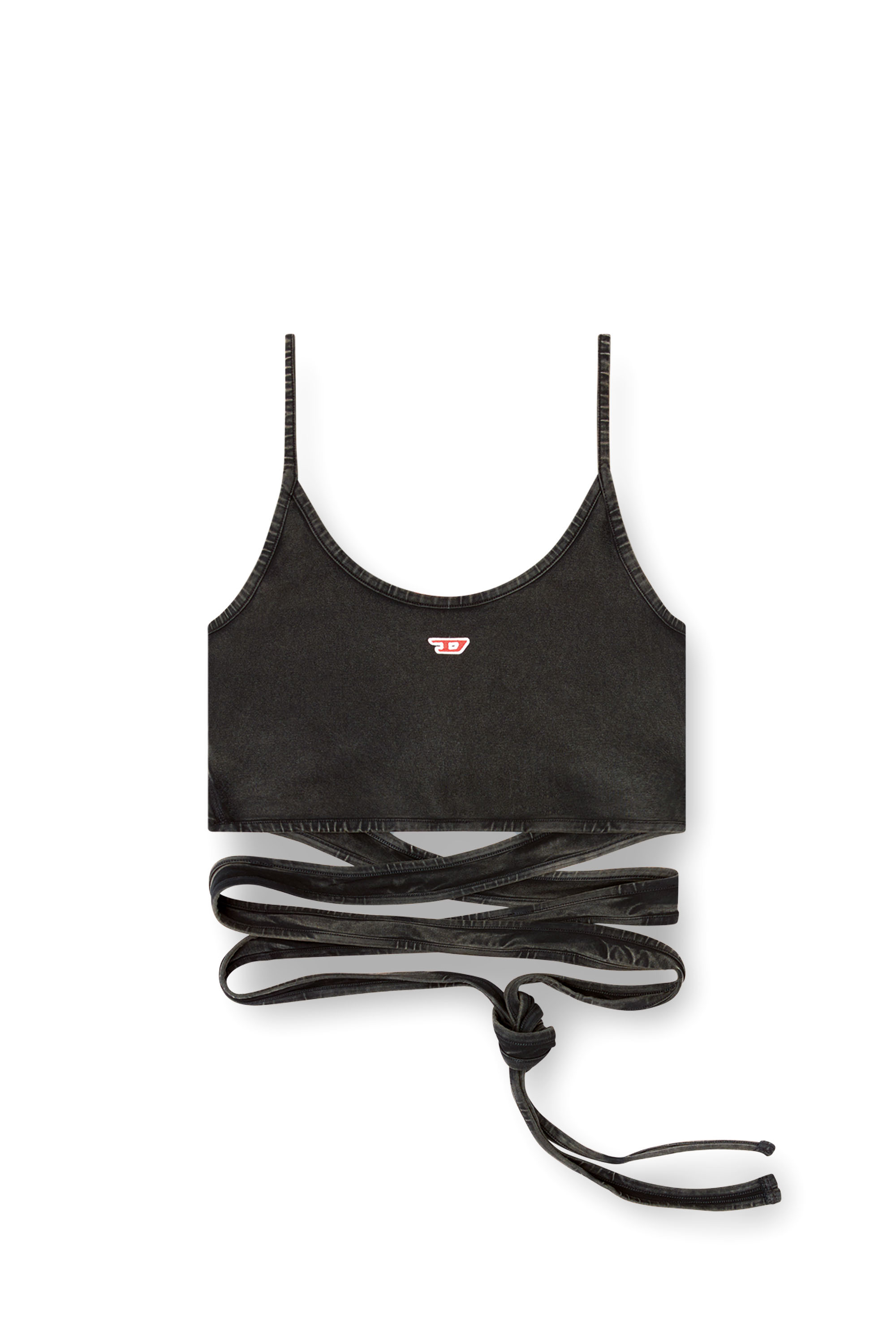 Diesel - T-LEYA-TAIL-R1, Female's Denim-look vest top with wrap ties in ブラック - 4