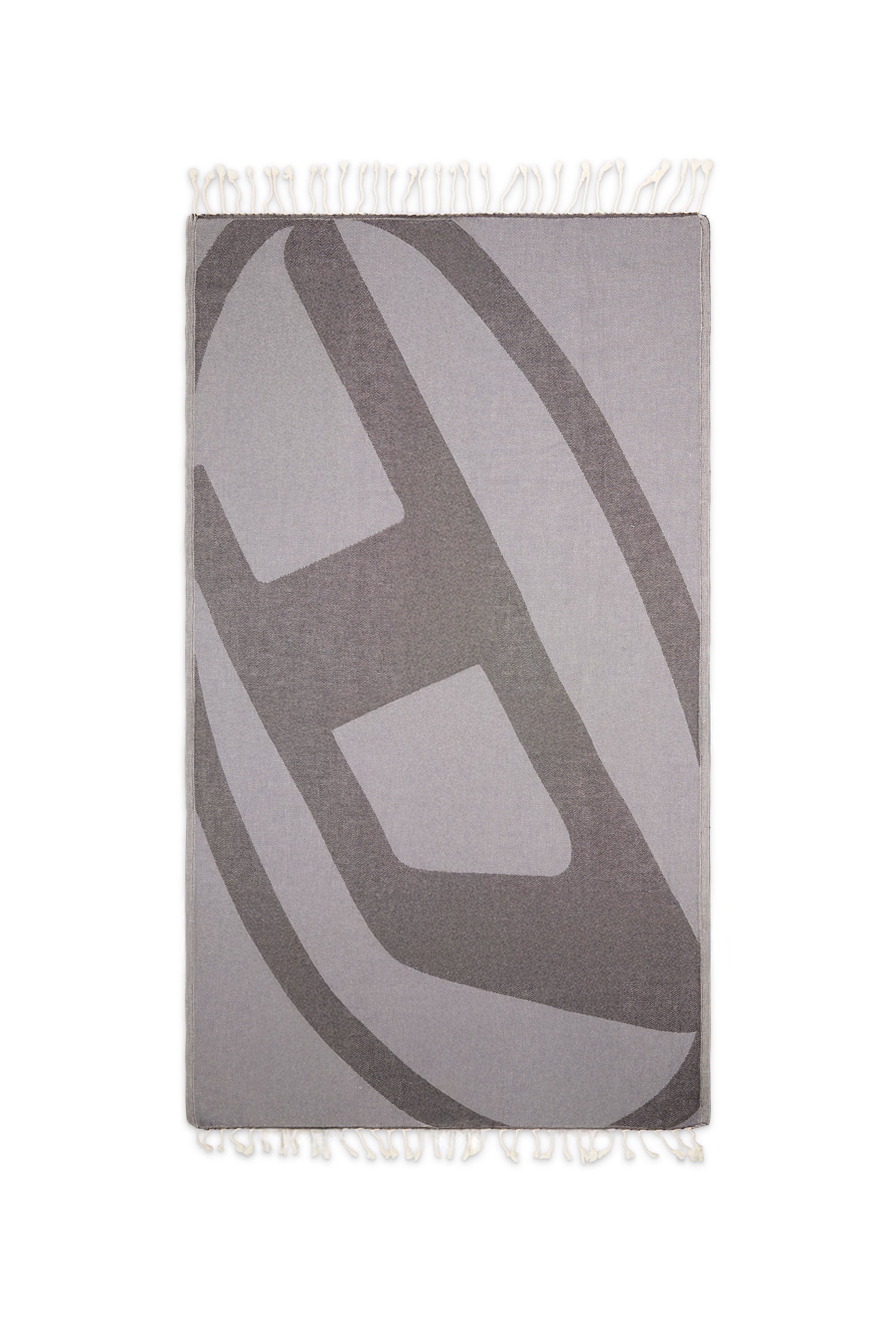 Diesel - D-WRAP-TOWEL, Male's Fringed beach towel with Oval D logo in グレー - 1