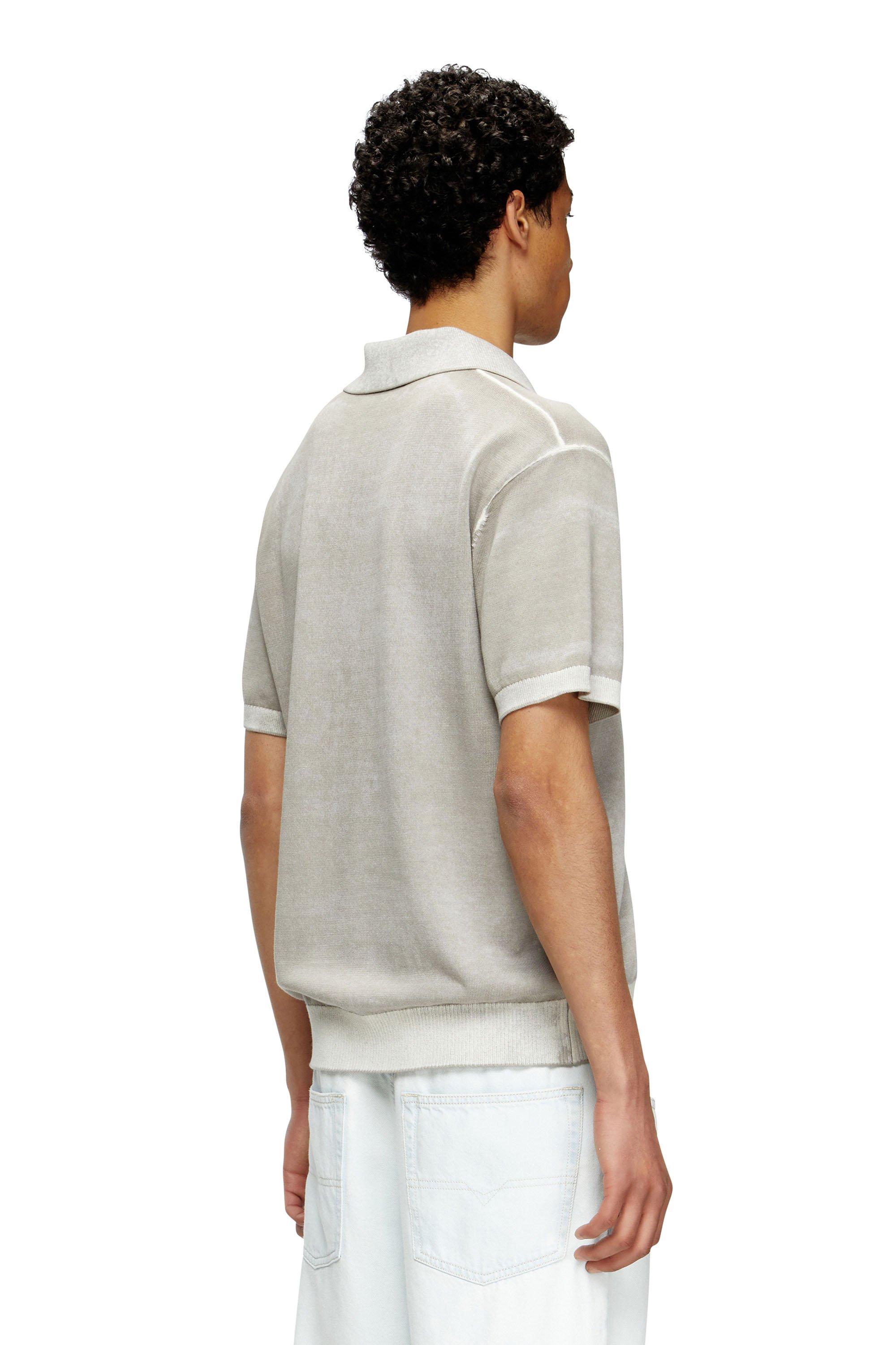 Diesel - K-LORENZO-SS, Male's Reverse-print short-sleeve polo jumper in グレー - 4