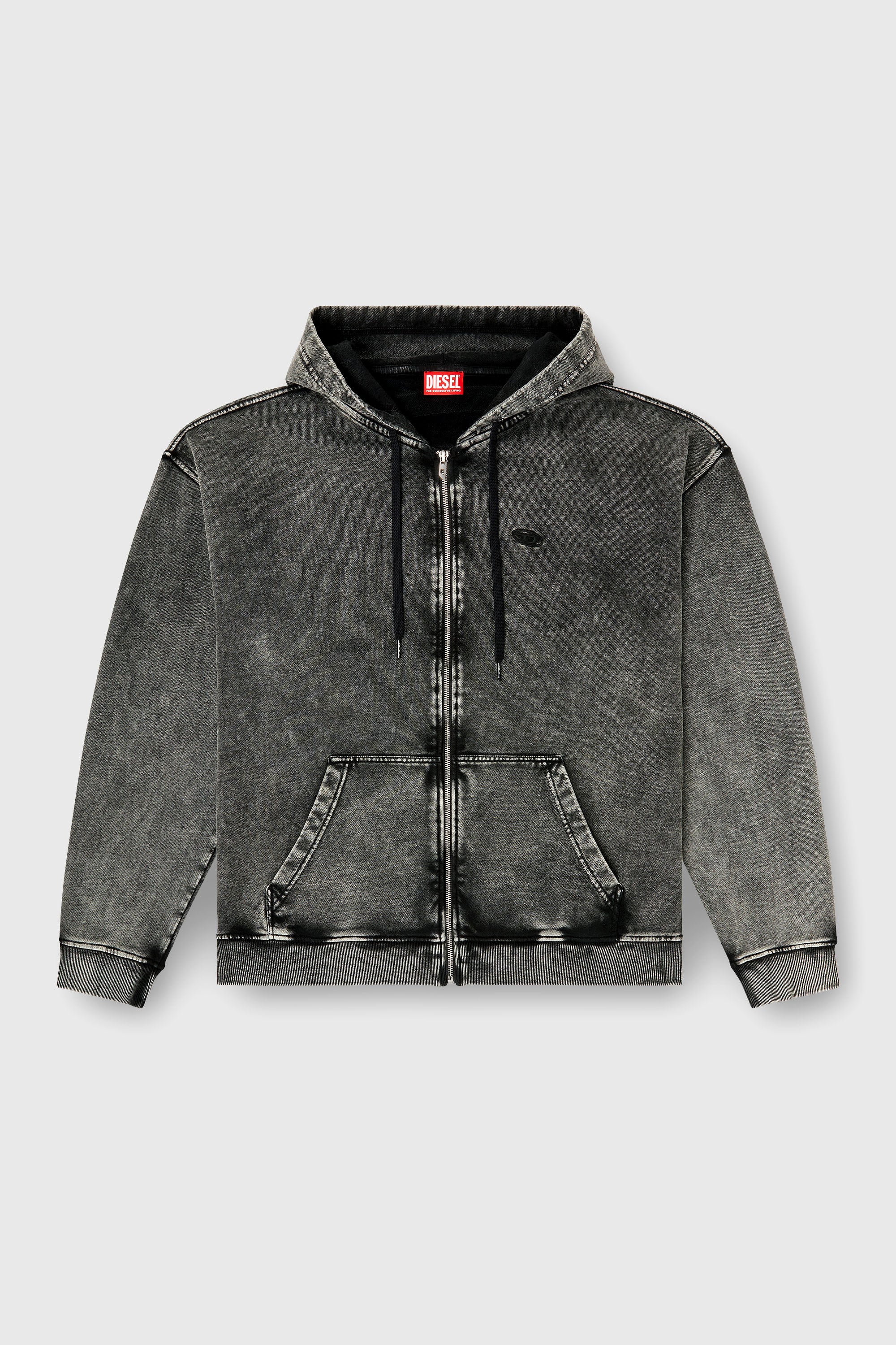 Diesel - S-BOXT-HOOD-ZIP-DEN, Male's ジップアップパーカー in グレー - 2