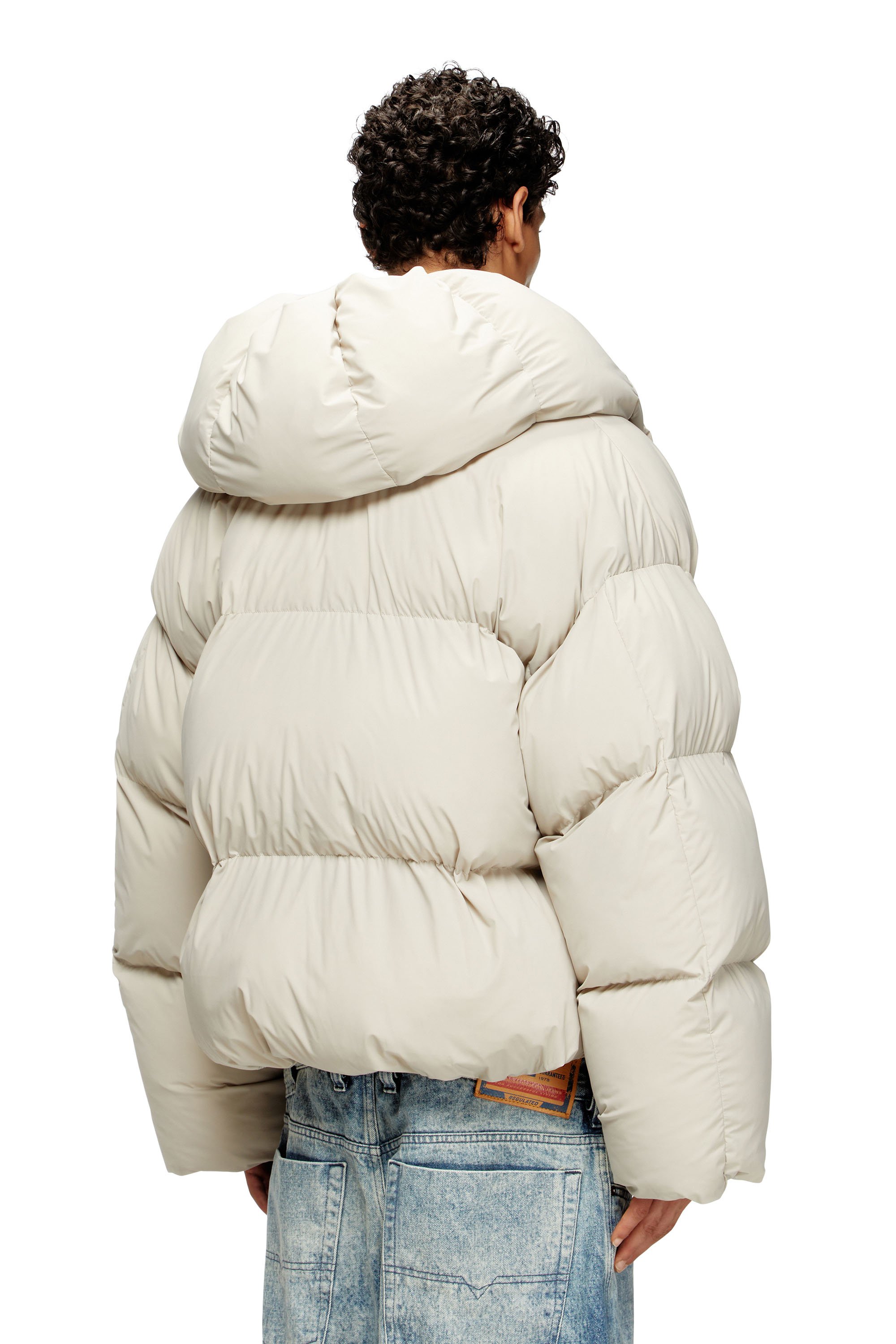 Diesel - J-SCOTTS-PADDED-A, Male's Wrap puffer jacket in stretch nylon in ベージュ - 5