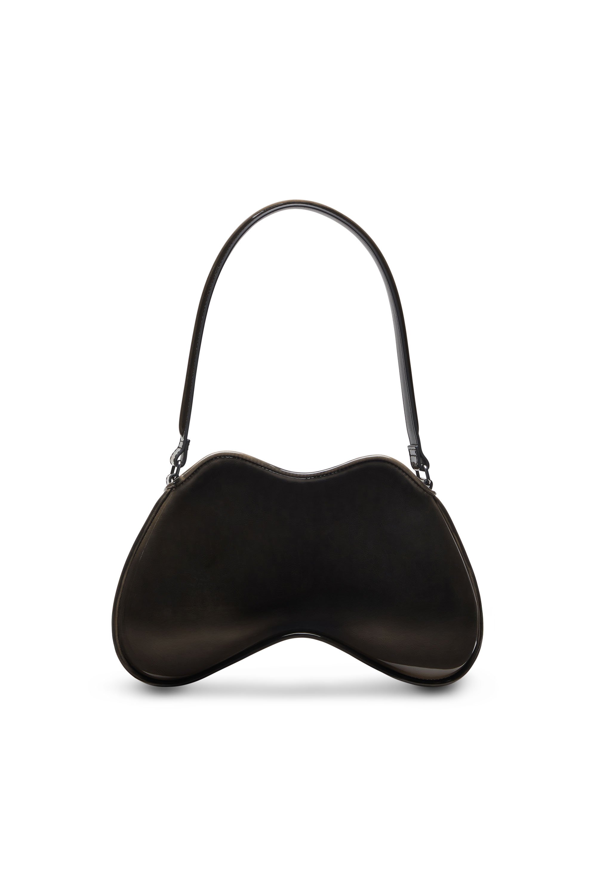 Diesel - DOUBLE-D SHOULDER, Female's Rigid shoulder bag in dégradé glossy PU in ブラック/ブロンズ - 2