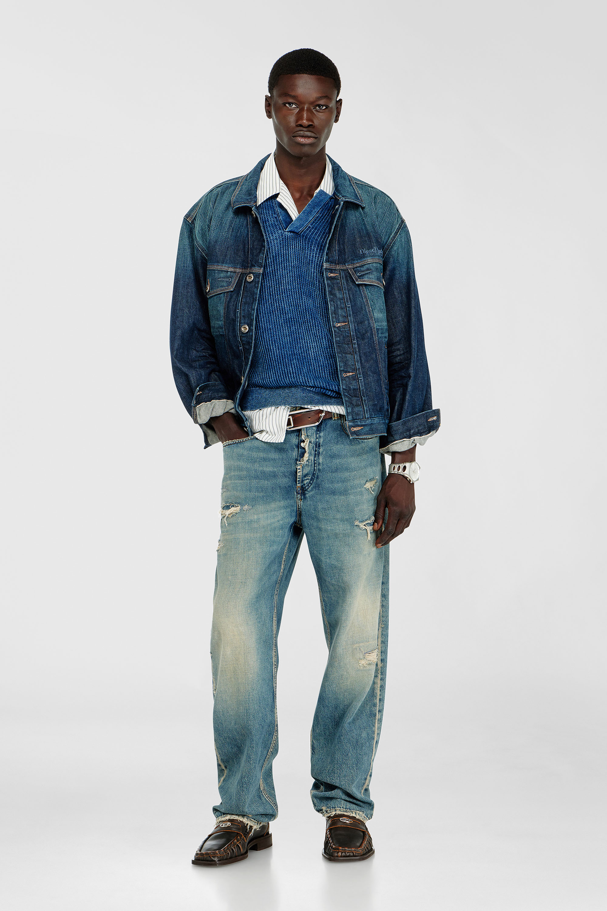 Diesel - K-SCILLI, Male's ポロニット in ミディアムブルー - 1