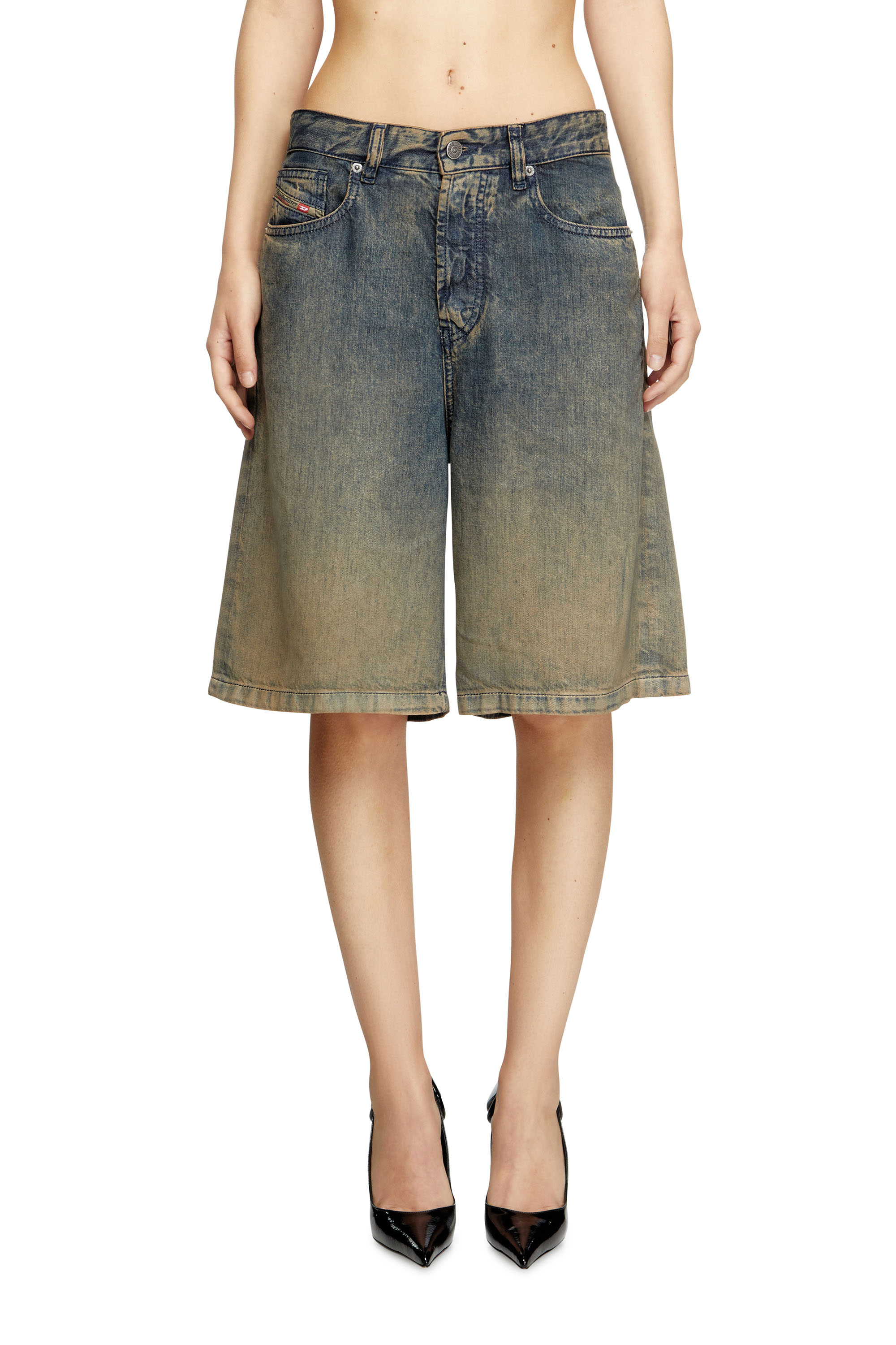 Diesel - DE-SIRE-SHORT-S, Female's Shorts in fluid shaded denim in ダークブルー - 3