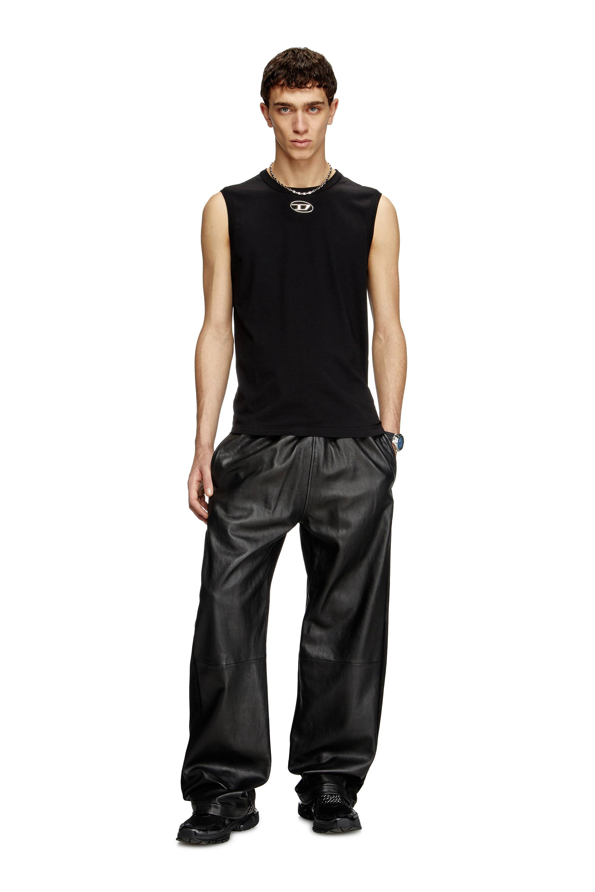 Diesel - T-BISCO-OD, Male's Tank top with metallic Oval D in ブラック - 2