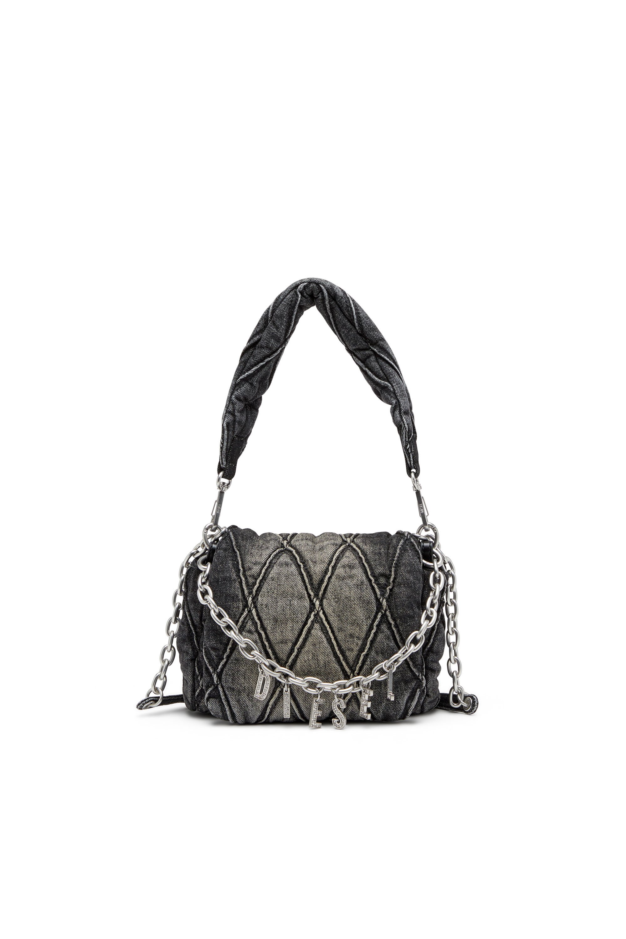 Diesel - CHARM-D SHOULDER S, Female's Charm-D S-Small shoulder bag in quilted denim in ブラック - 2