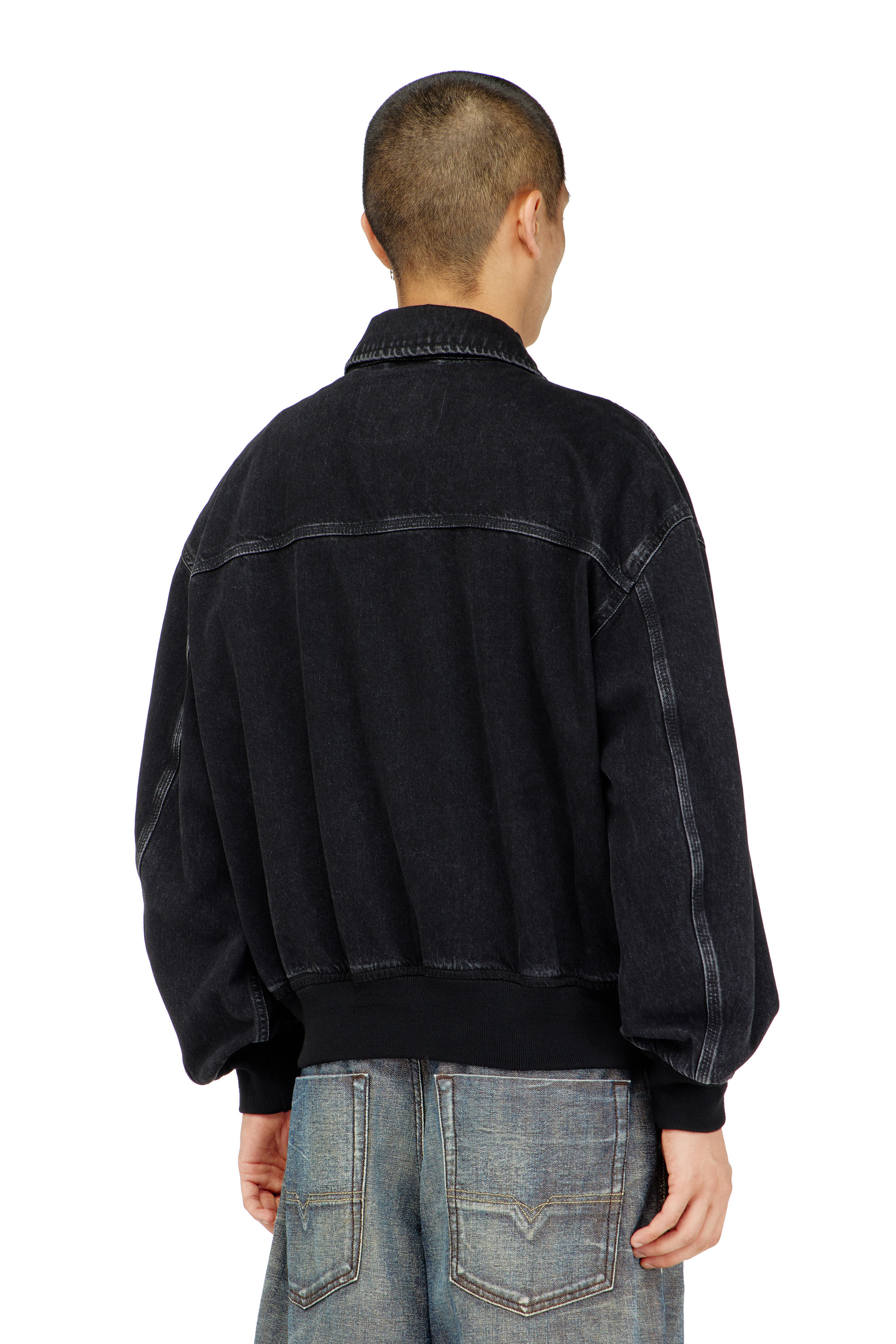 Diesel - D-KURZ, Unisex's デニムジャケット in ブラック - 4