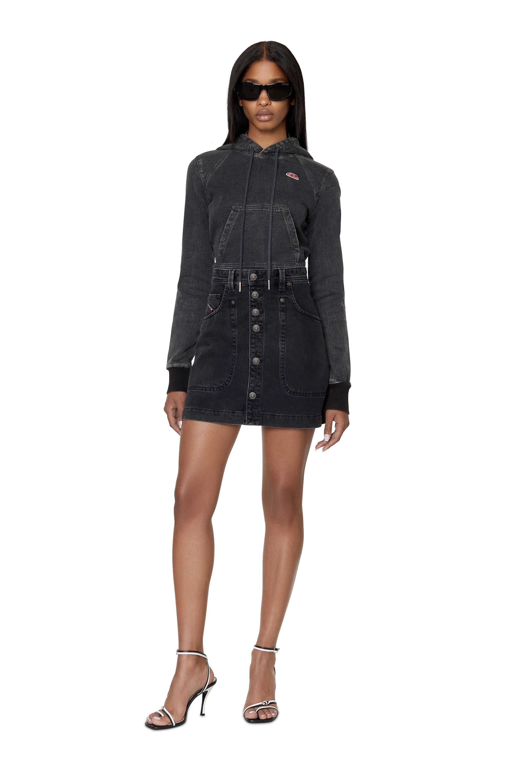 Diesel - DE-ALBUS A-LINE SKIRT, ブラック/ダークグレー - Image 5