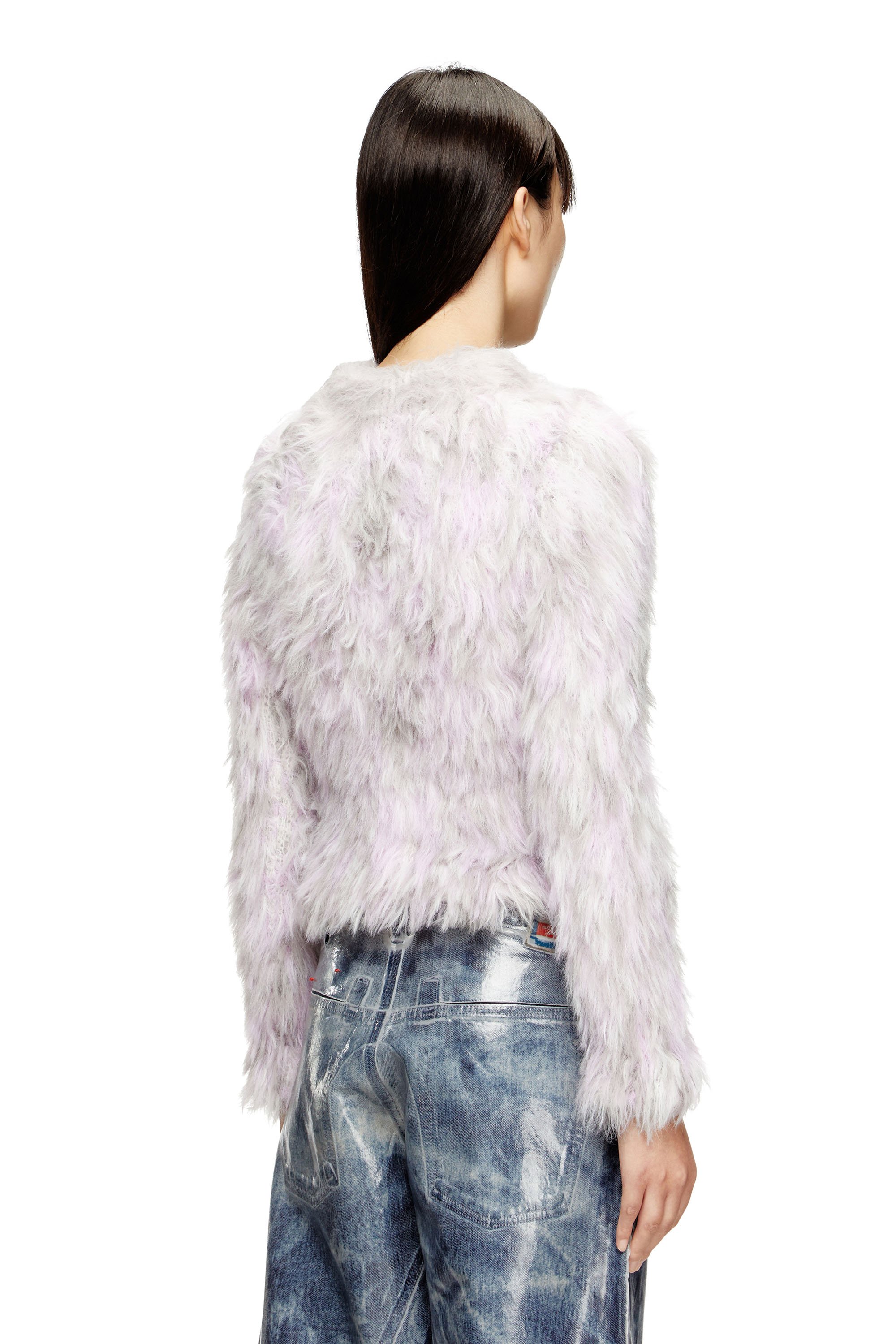 Diesel - M-ANNIKA, Female's Fluffy jacquard-knit jumper in バイオレット/グレー - 4