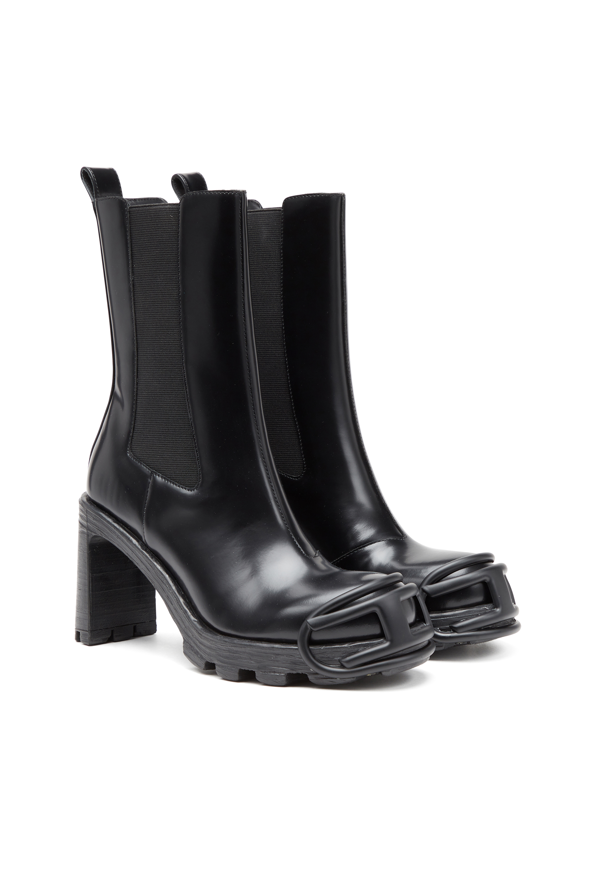 Diesel - D-HAMMER CH D W, Female's D-Hammer-High-heel boots with Oval D plaque in ブラック - 3