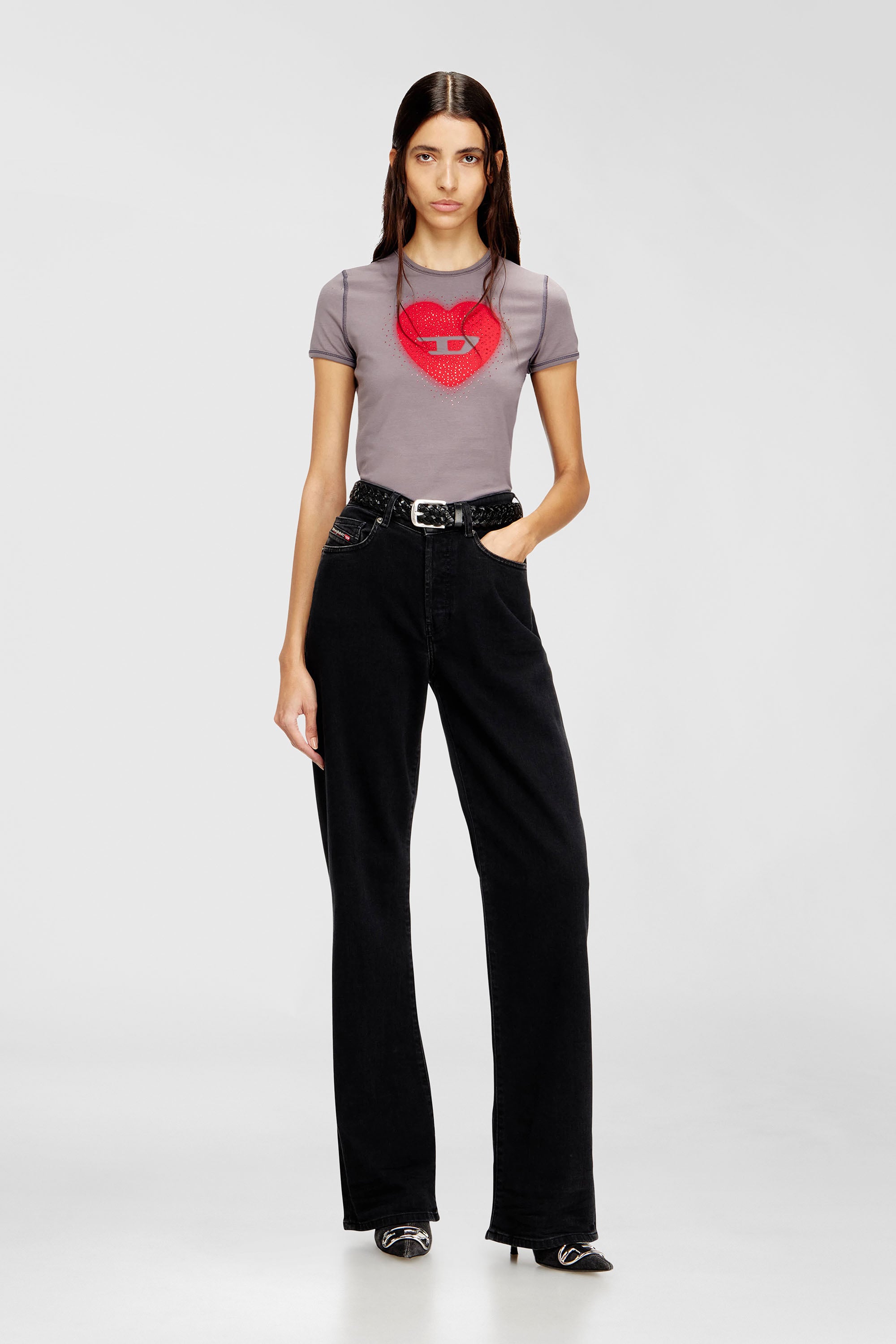 Diesel - T-UNCUTIES-LONG-S5, Female's Tシャツ in グレー - 2