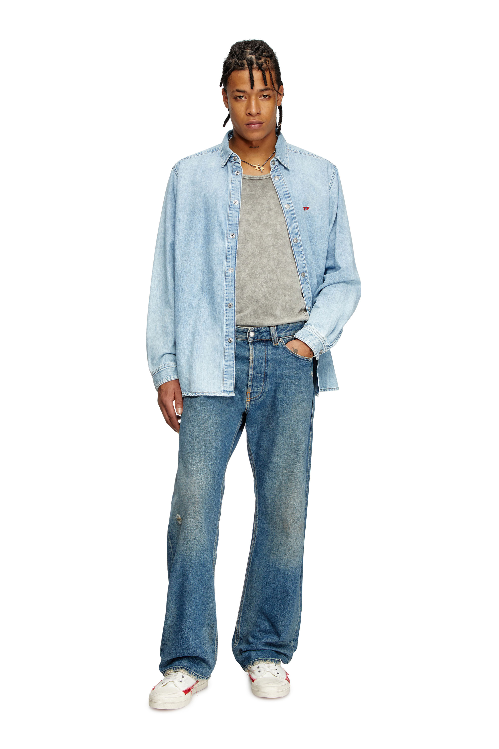 Diesel - Male's Relaxed Jeans 1980 D-Eeper 09J79, ミディアムブルー - 2