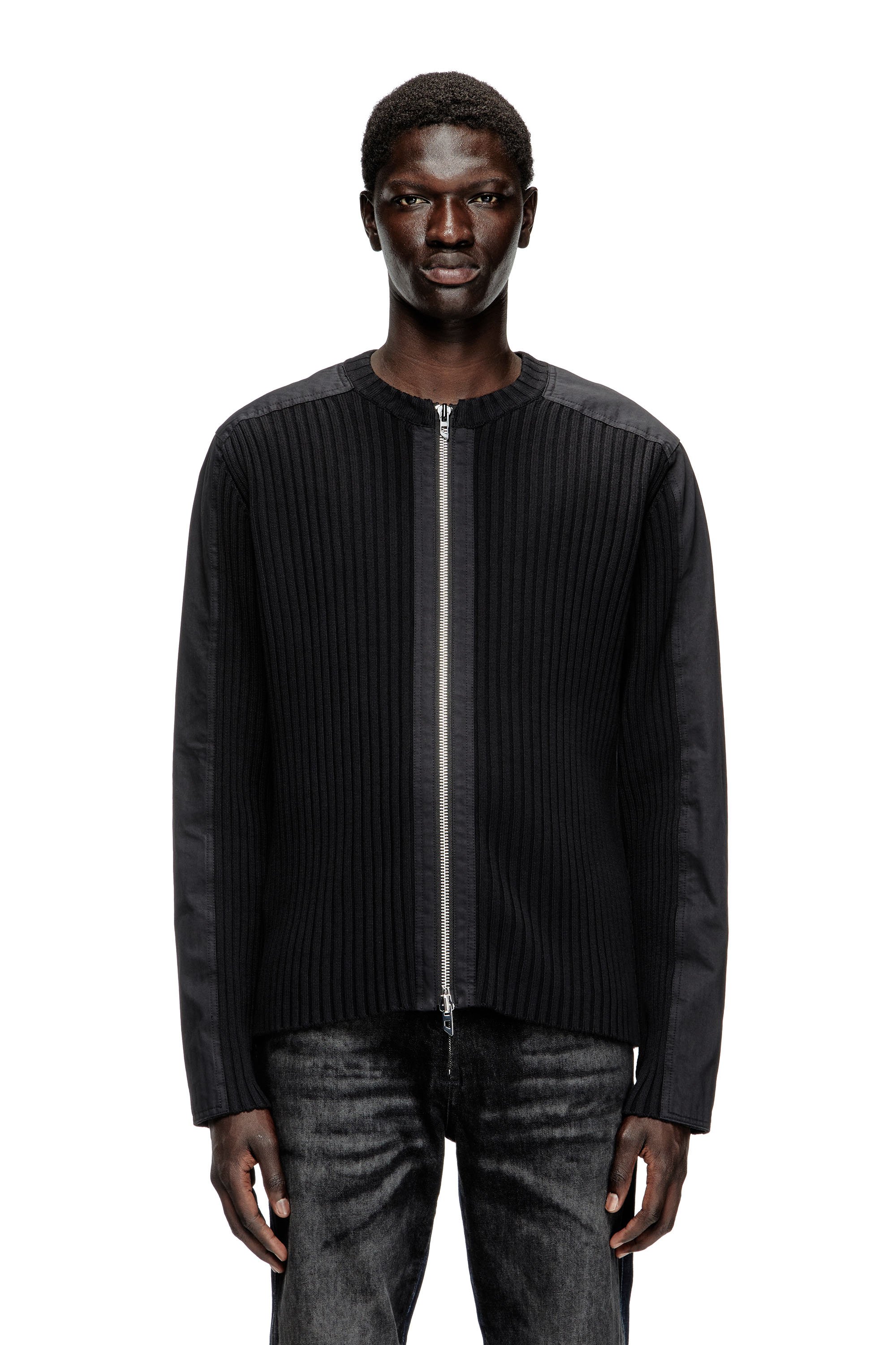 Diesel - K-MATTY, Male's Zipped cardigan with utilitarian panels in ブラック - 1