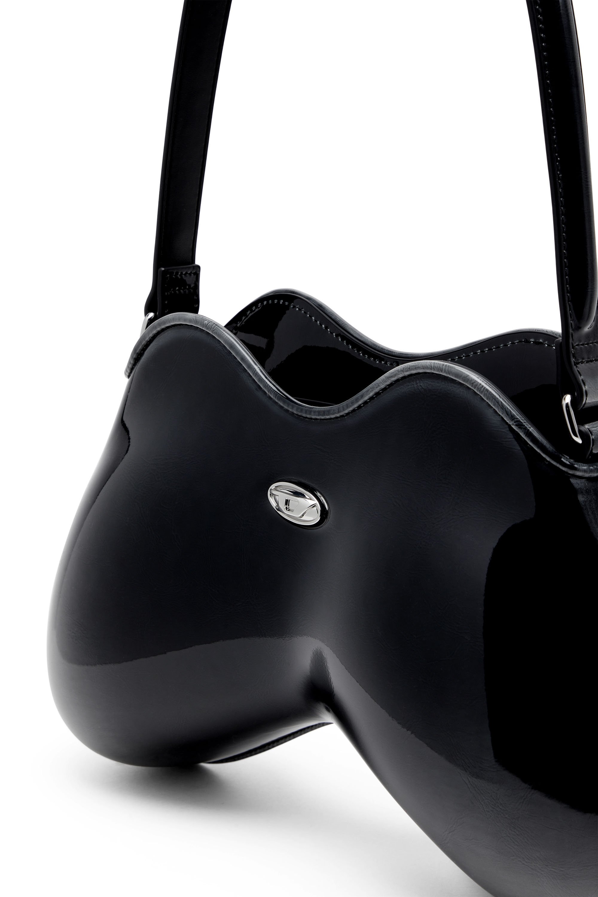 Diesel - DOUBLE-D SHOULDER, Female's Rigid shoulder bag in dégradé glossy PU in ブラック - 5