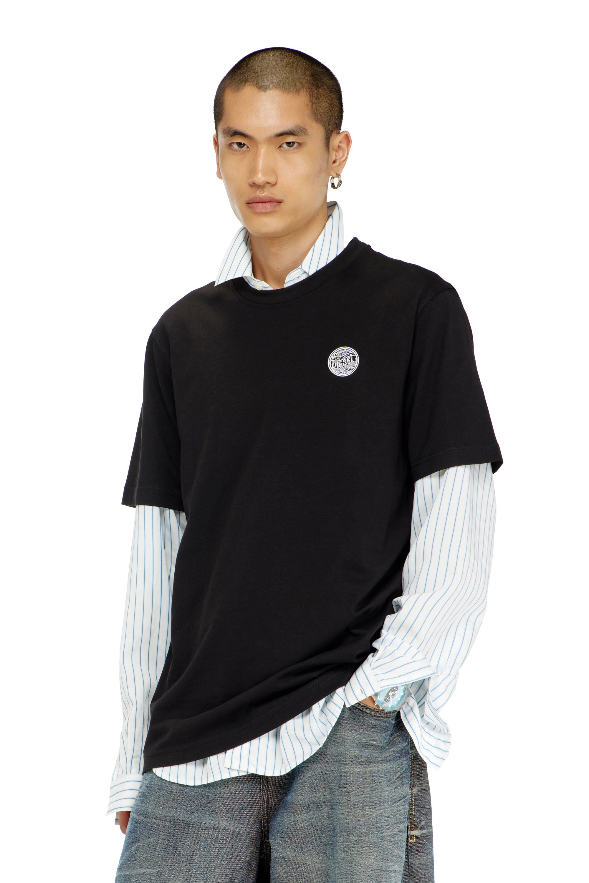 Diesel - T-ADJUST-AA7, Male's Tシャツ in ブラック - 1