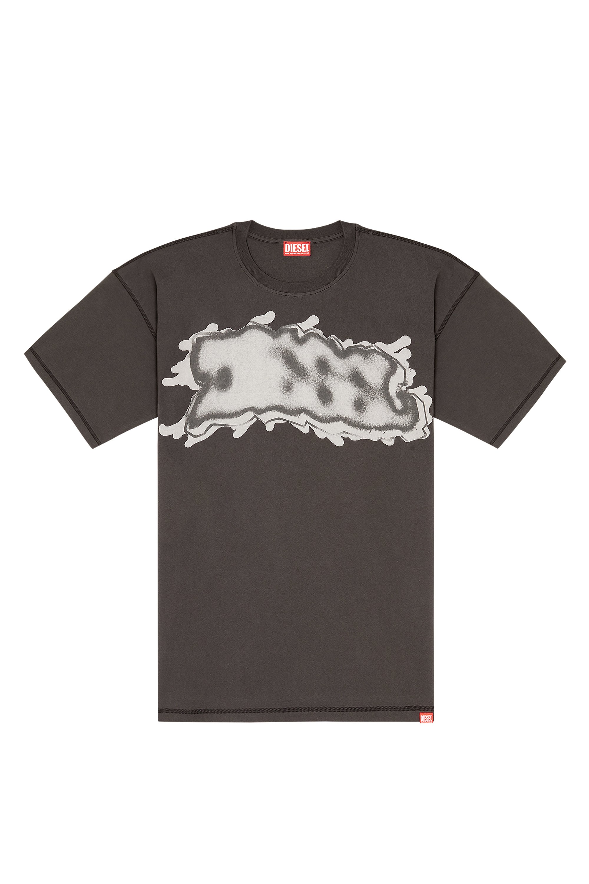 Diesel - T-LEONARD-IHBJ, Male's T-shirt with graffiti print in ダークグレー - 3