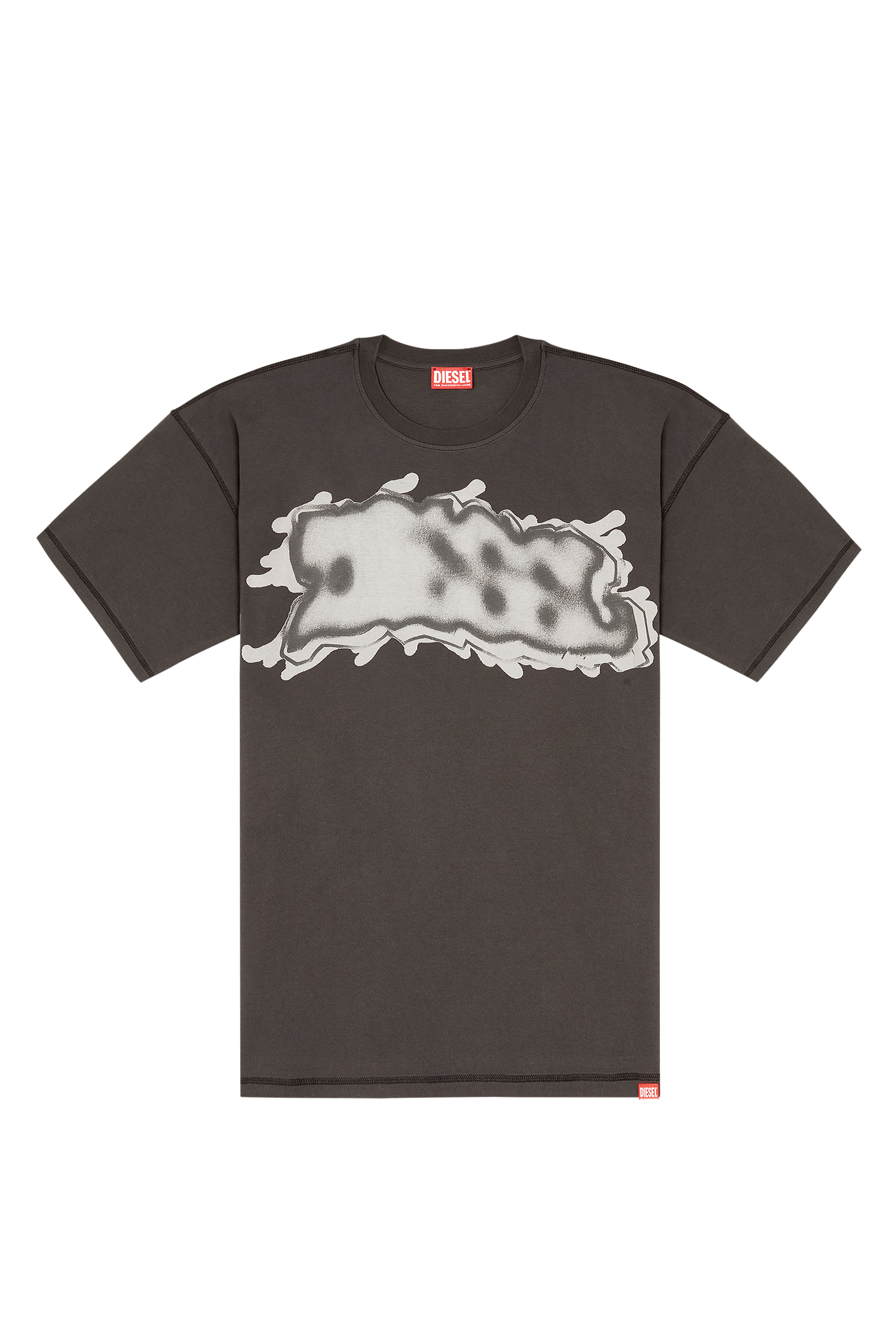 Diesel - T-LEONARD-IHBJ, Male's T-shirt with graffiti print in ダークグレー - 2