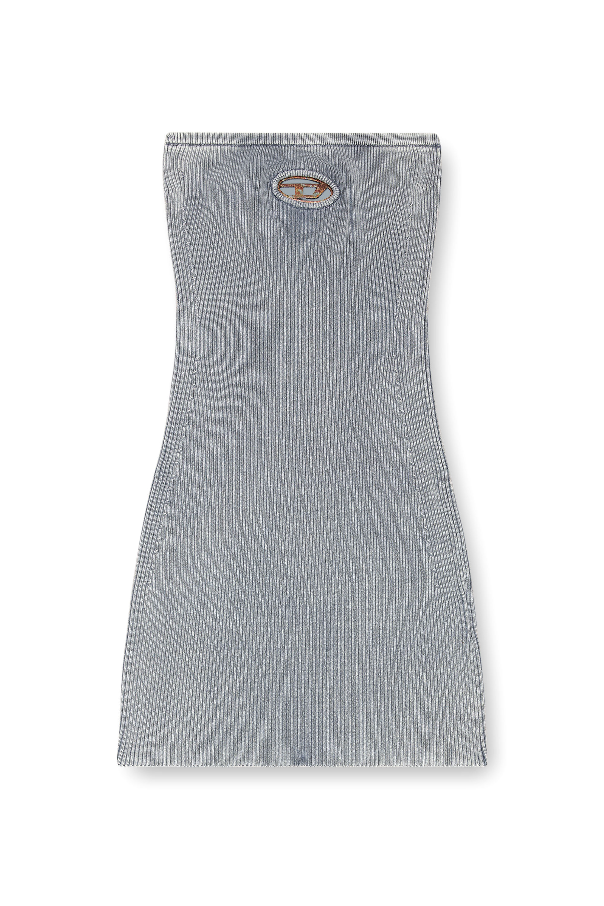 Diesel - M-SCOLOR, Female's Short bodycon dress with rusty-look logo in グレー - 5