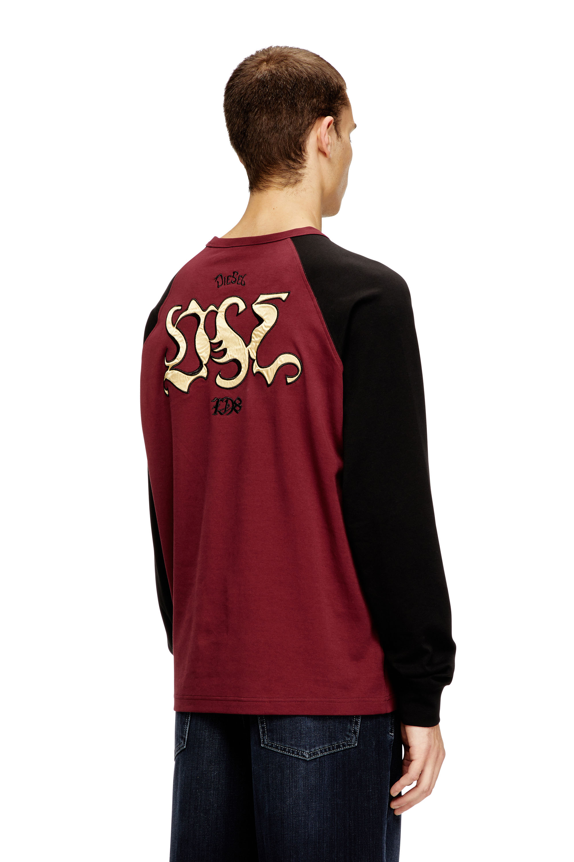 Diesel - T-NORM-LS-RAG-CP, Male's 長袖Tシャツ in ブラック/レッド - 4