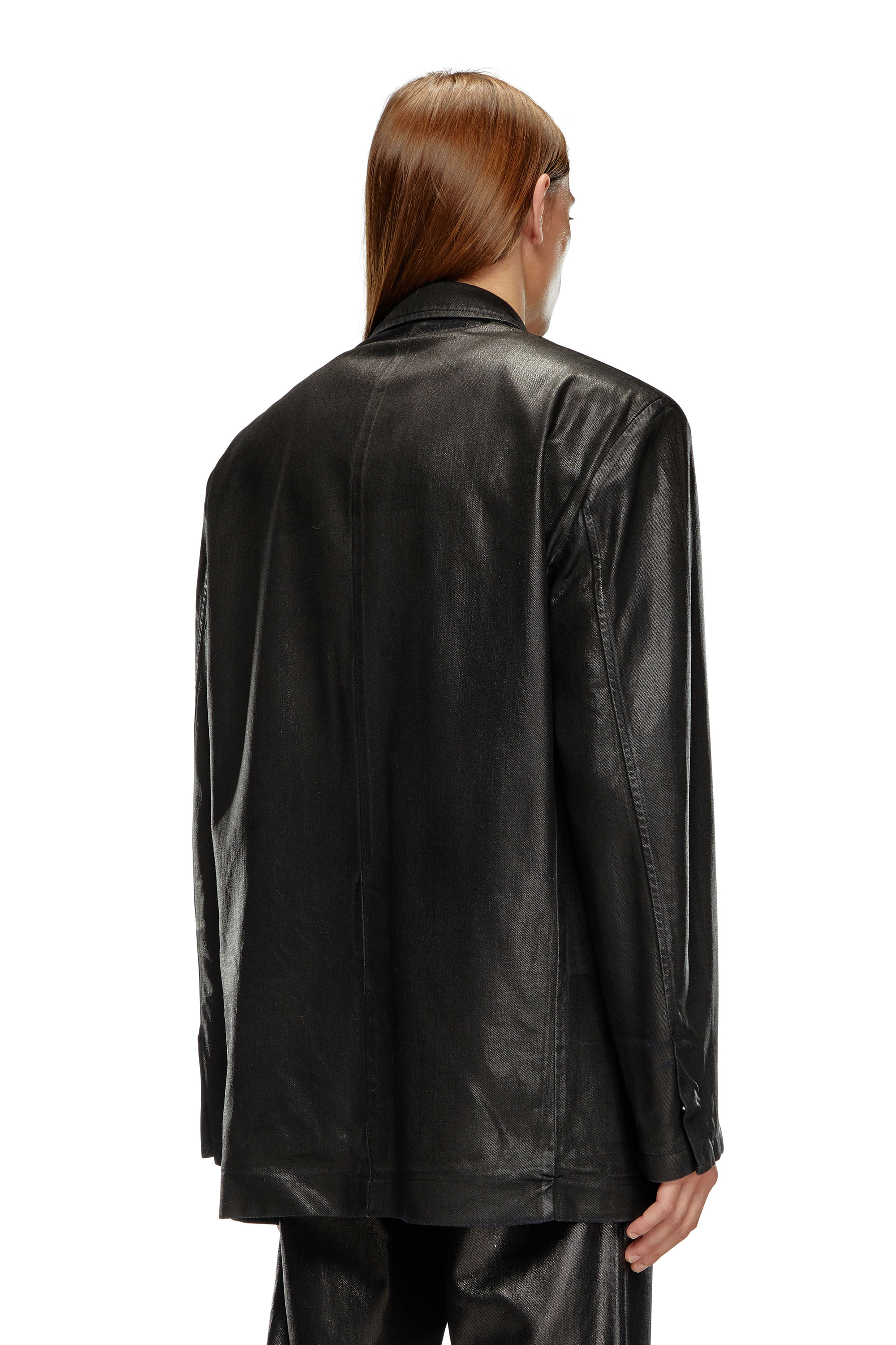 Diesel - D-BLA, Unisex's Blazer in coated tailoring denim in ブラック - 4