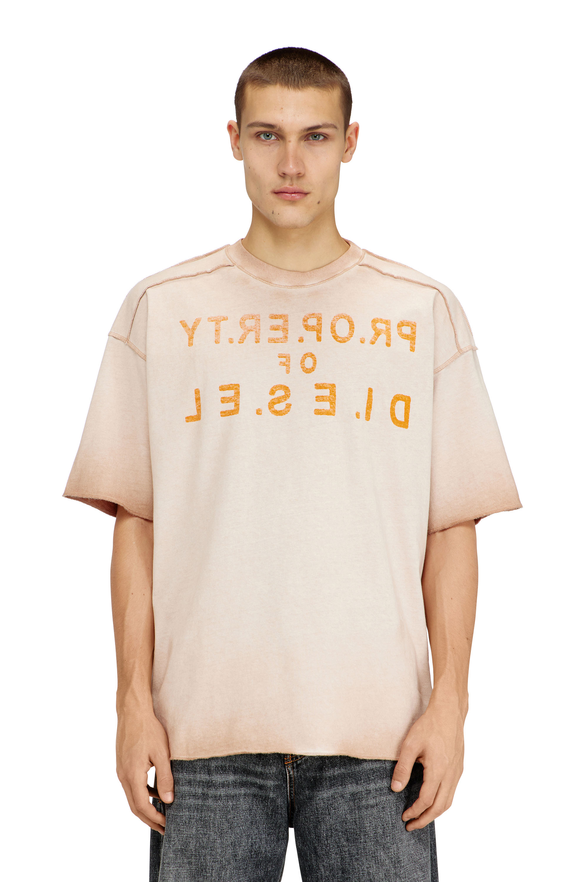 Diesel - T-LOOK, Male's Tシャツ in ベージュ - 3