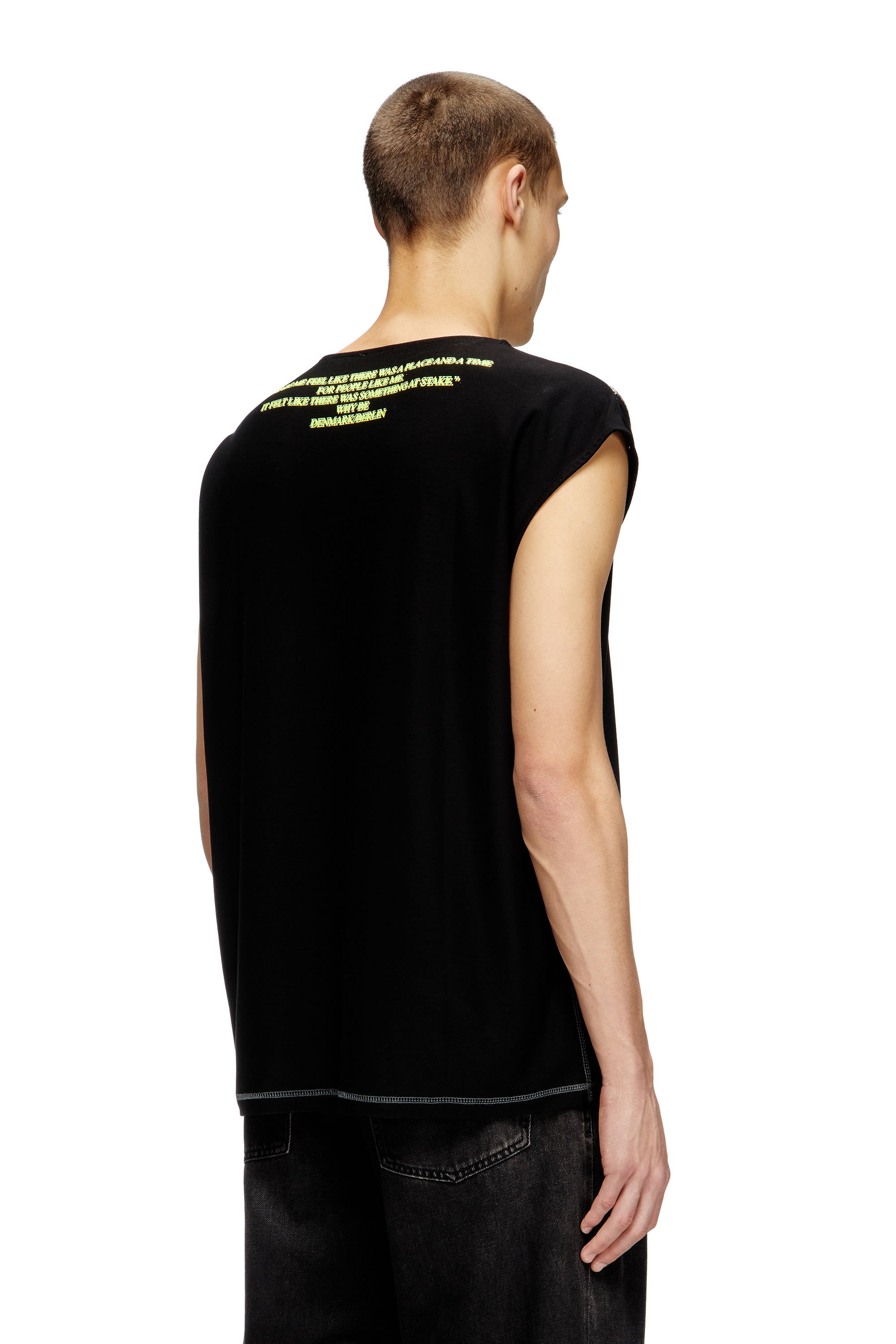 Diesel - T-ISAK-A, Unisex's Sleeveless T-shirt with lyrics print in ブラック - 4