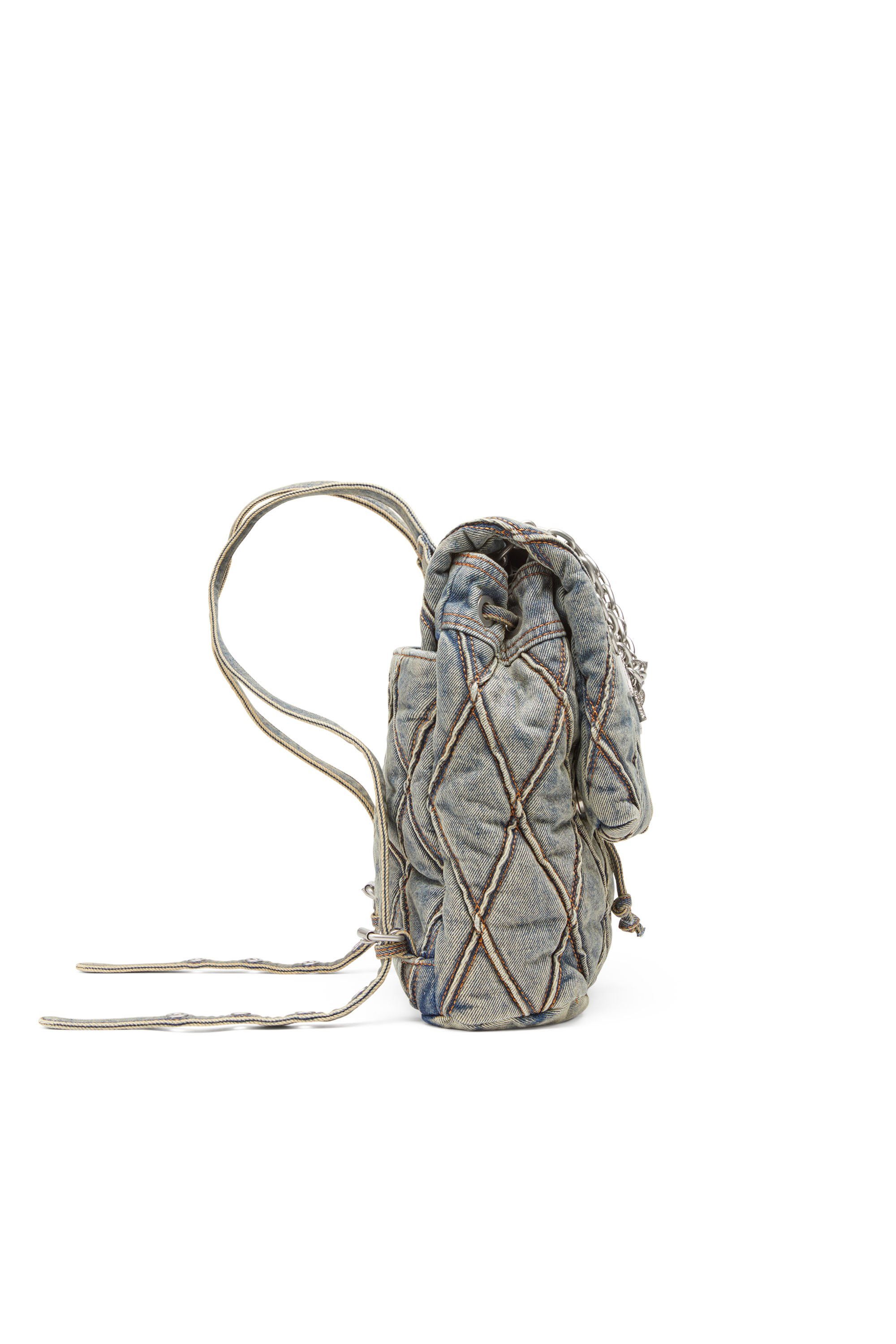 Diesel - CHARM-D BACKPACK S, Female's Charm-D S-Backpack in Argyle quilted denim in ブルー - 3
