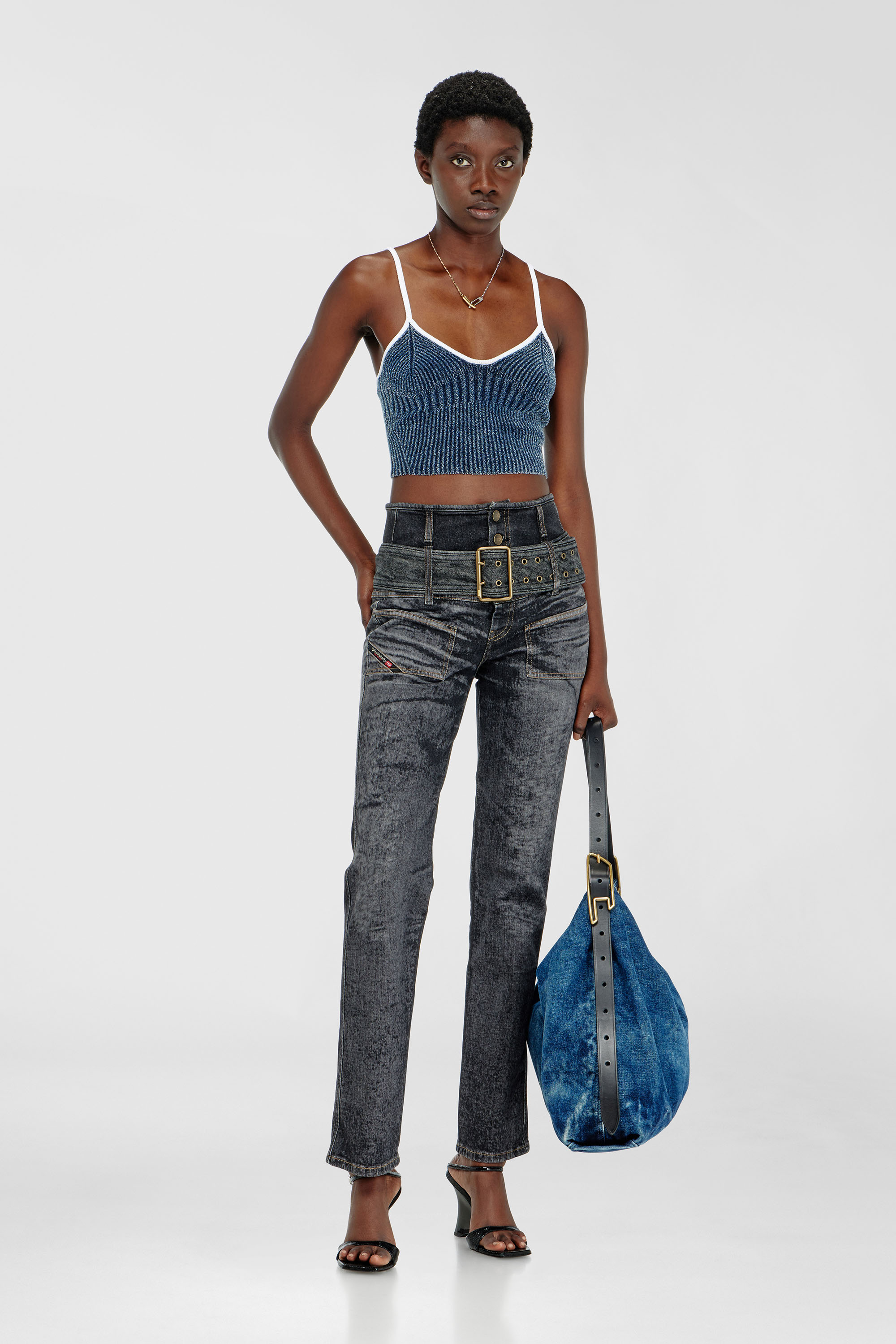 Diesel - M-ESTERE, Female's キャミソールトップ in ブルー/ホワイト - 1
