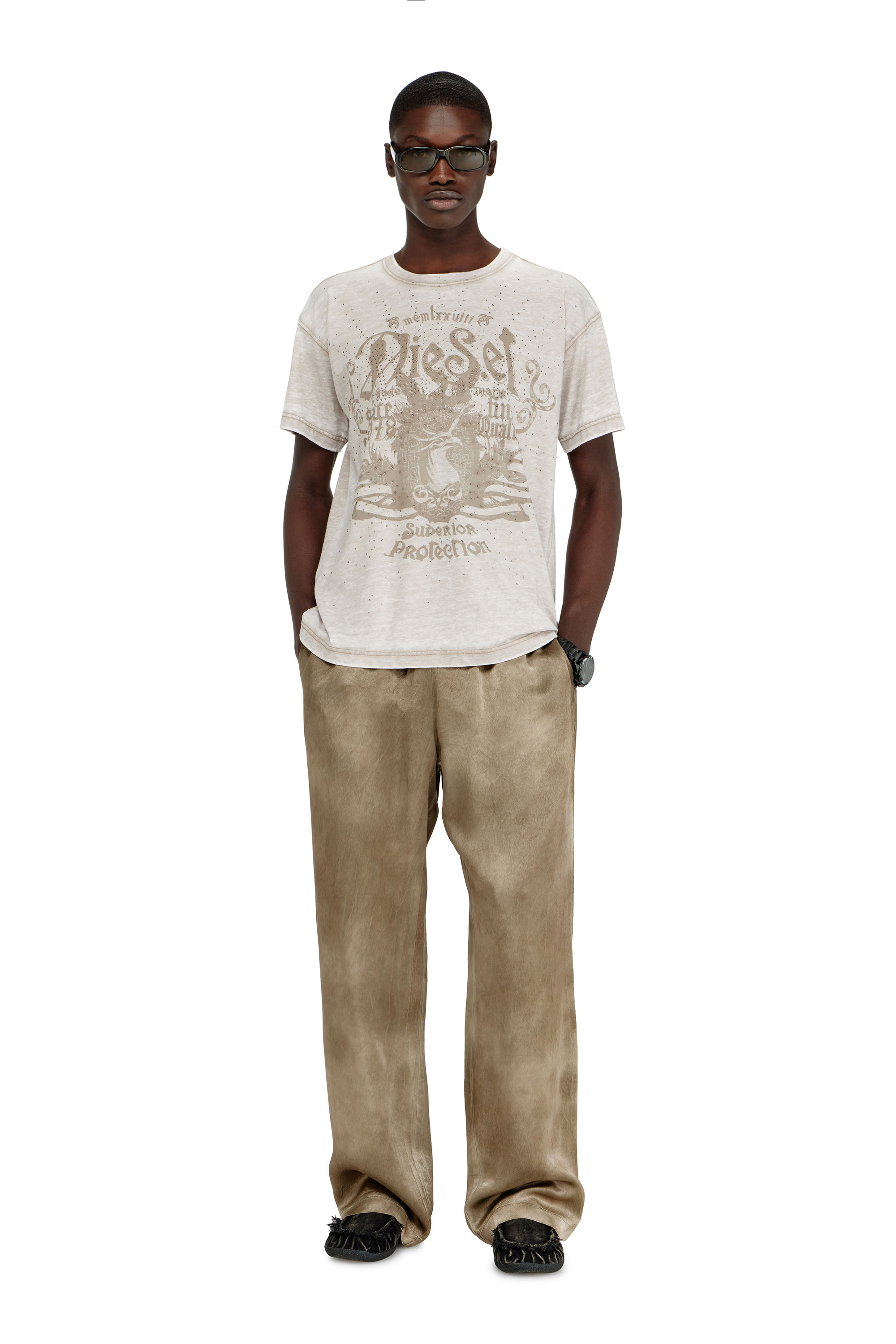 Diesel - T-NORM-AA8, Male's Tシャツ in ベージュ - 2
