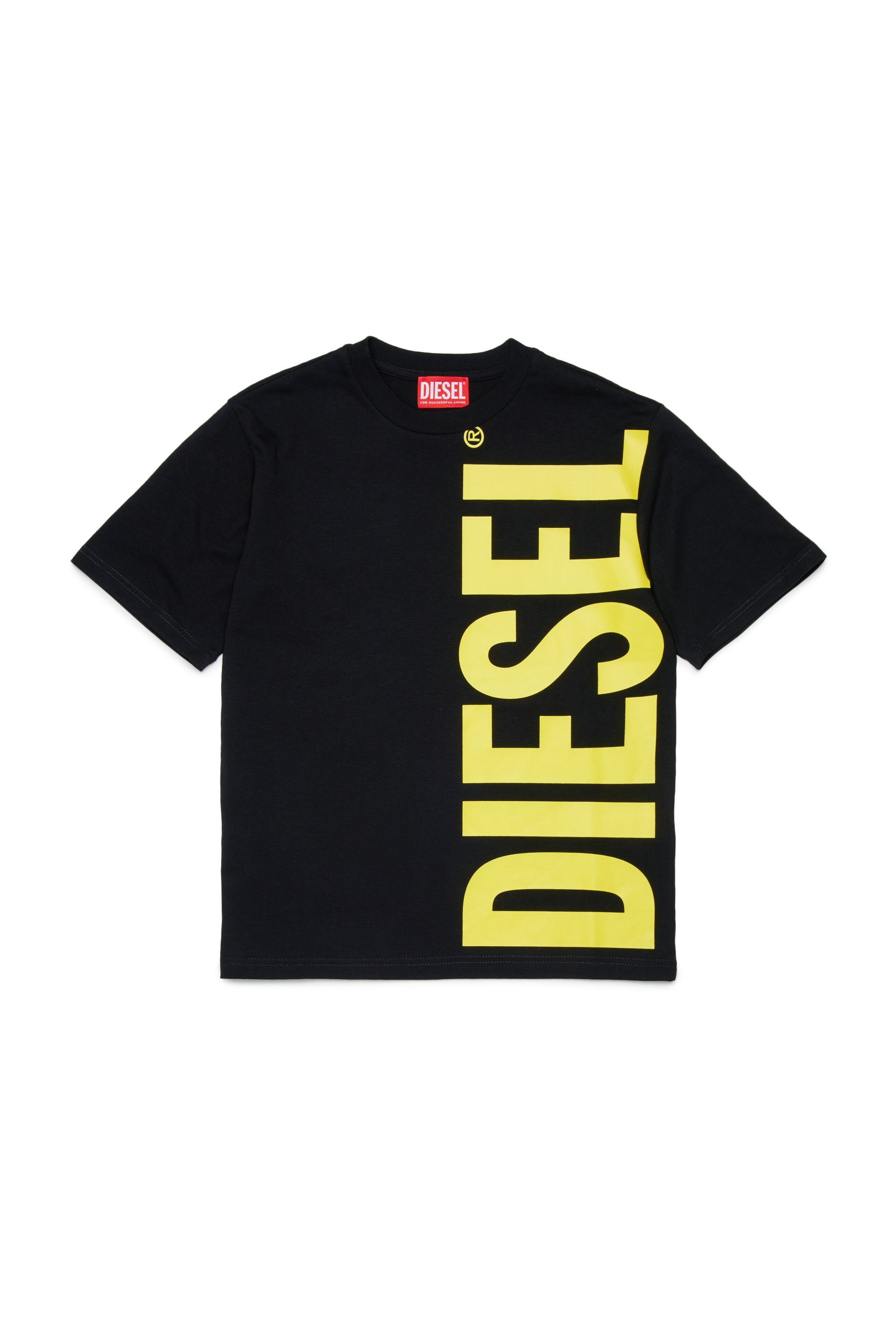 Diesel - MTOMS OVER, Male's Cotton T-shirt with maxi logo print in ブラック - 1