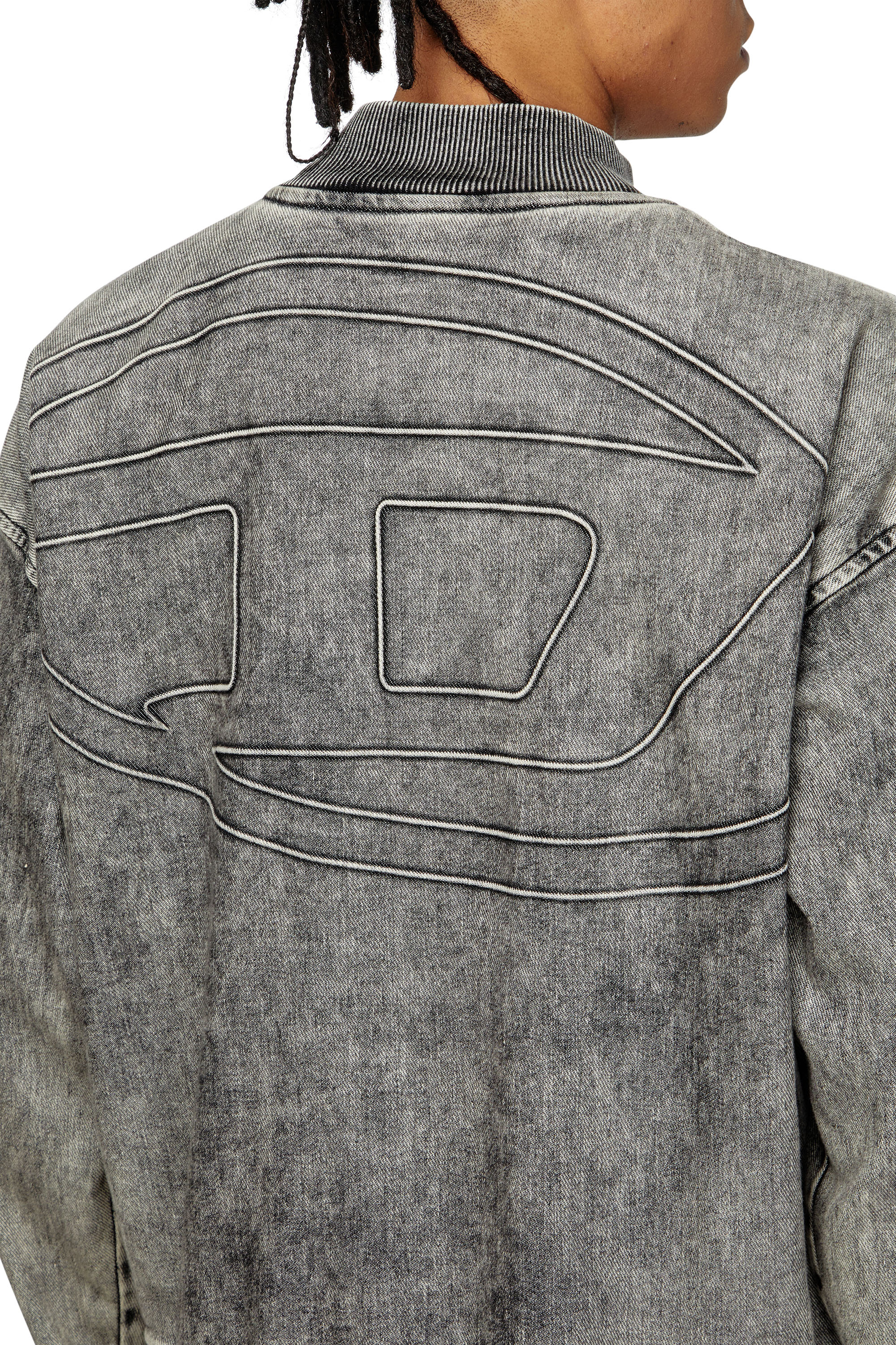 Diesel - D-CARLY-S TRACK, Unisex's Track Denim zip-up sweater with Oval D in ダークグレー - 5