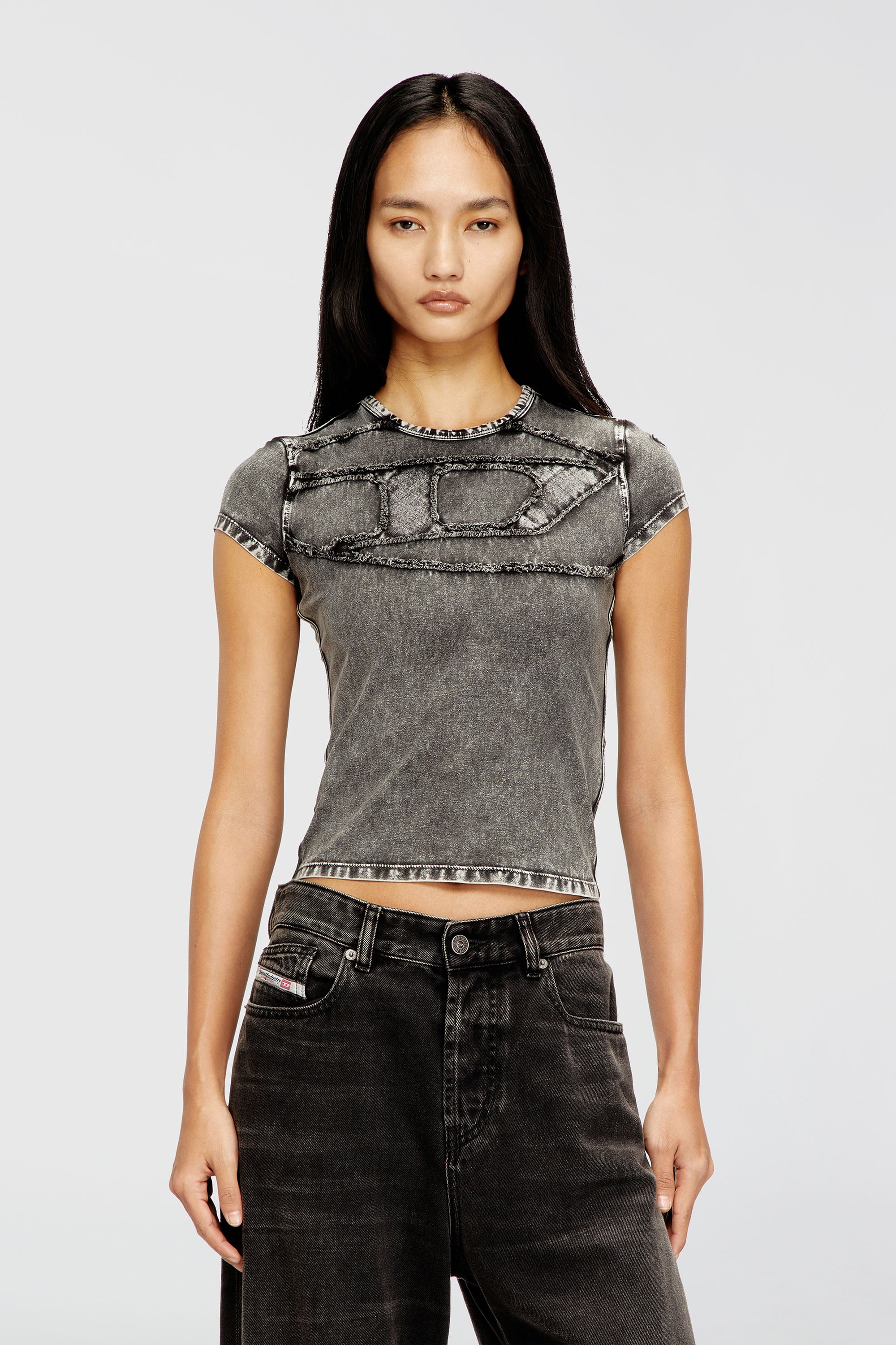 Diesel - T-MELY-CUP, Female's 半袖トップ in グレー - 3