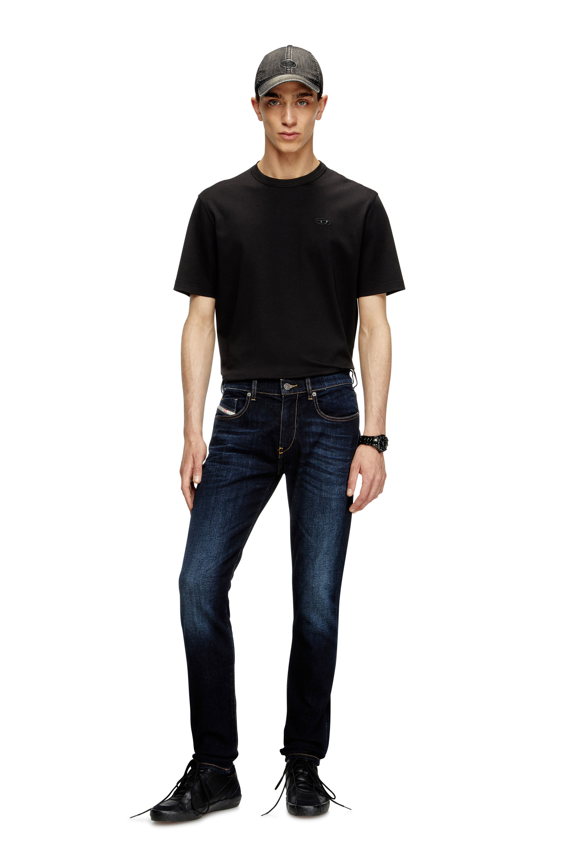 Diesel - Male's Slim Jeans 2019 D-Strukt 009ZS, ダークブルー - 1