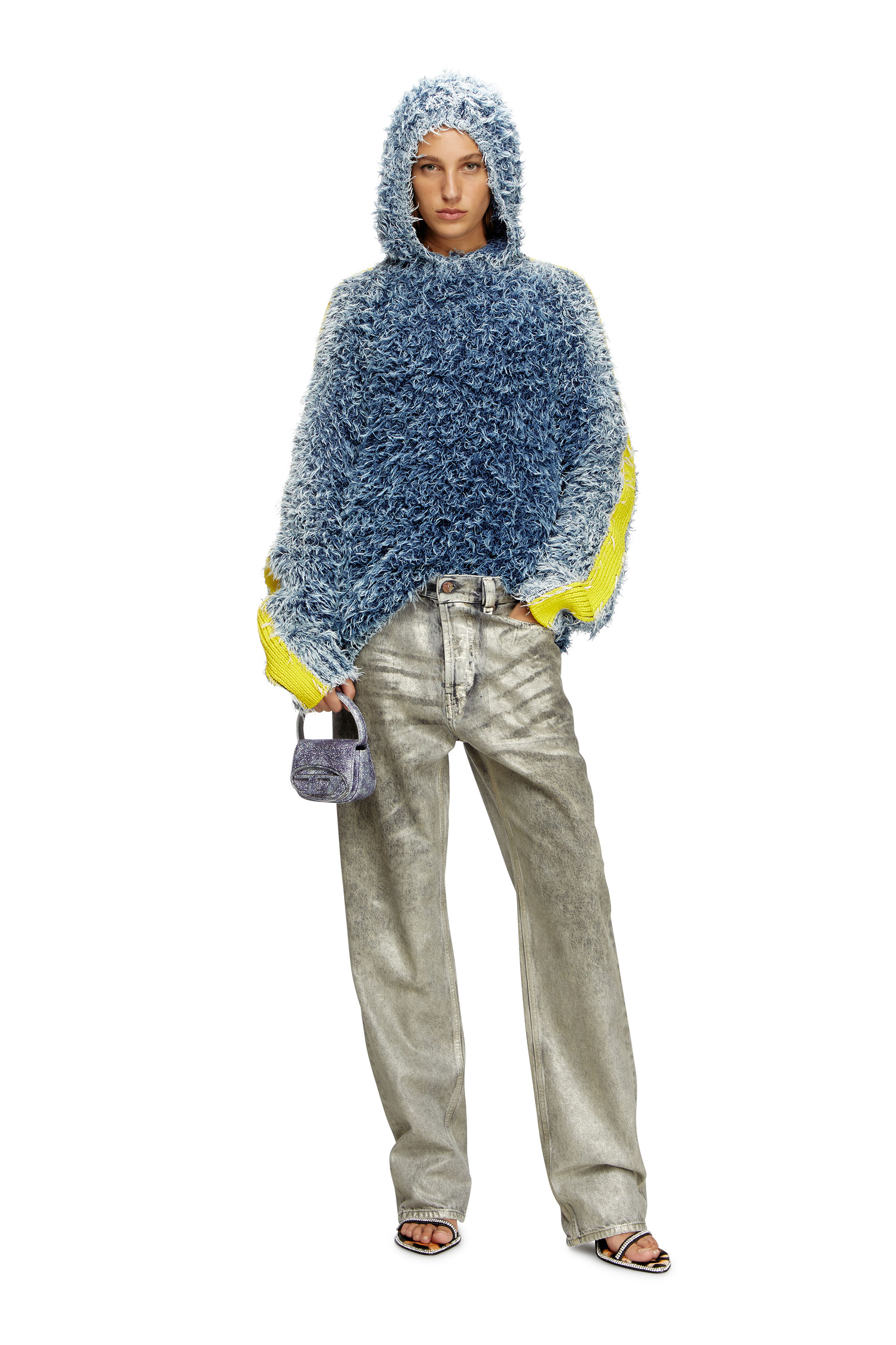 Diesel - 1DR XS, Female's 1DR Xs-Iconic mini bag in shimmer fabric in ブルー - 6