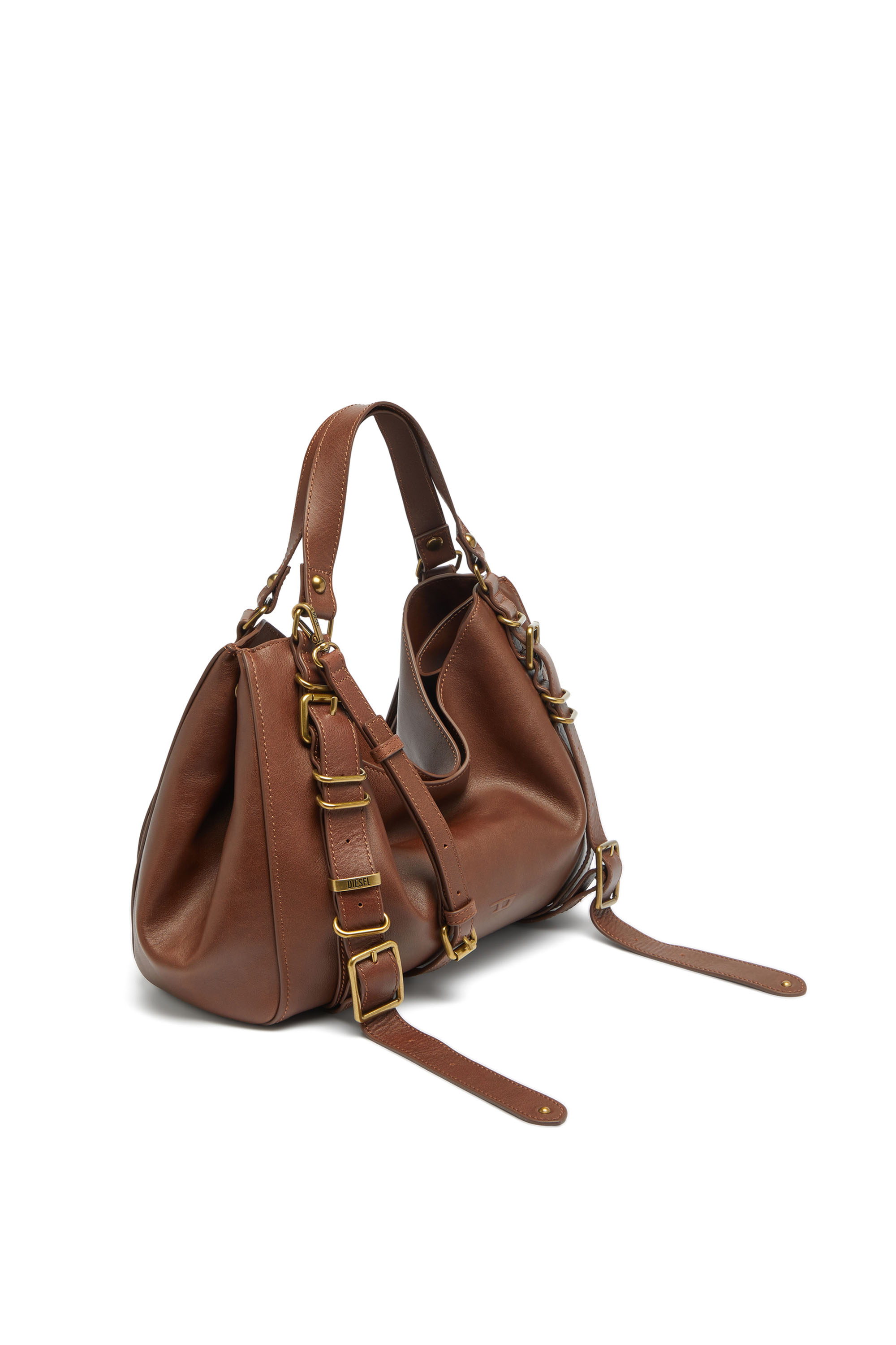 Diesel - D-ONE TOPHANDLE M, Unisex's D-One-Medium top-handle bag in treated leather in ブラウン - 4