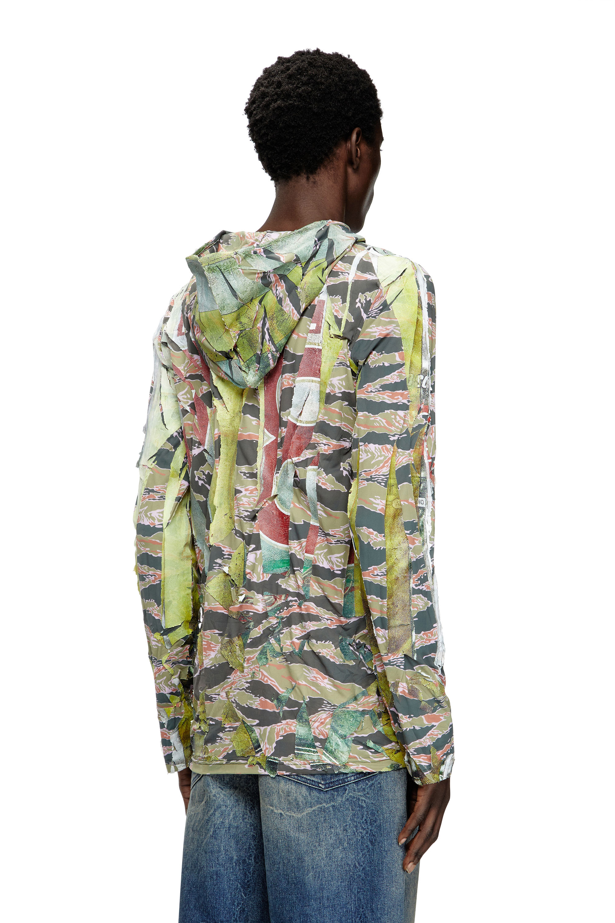 Diesel - T-GILLIS, Unisex's Camo hooded top with cracked over-print in ブラウン/グリーン - 4