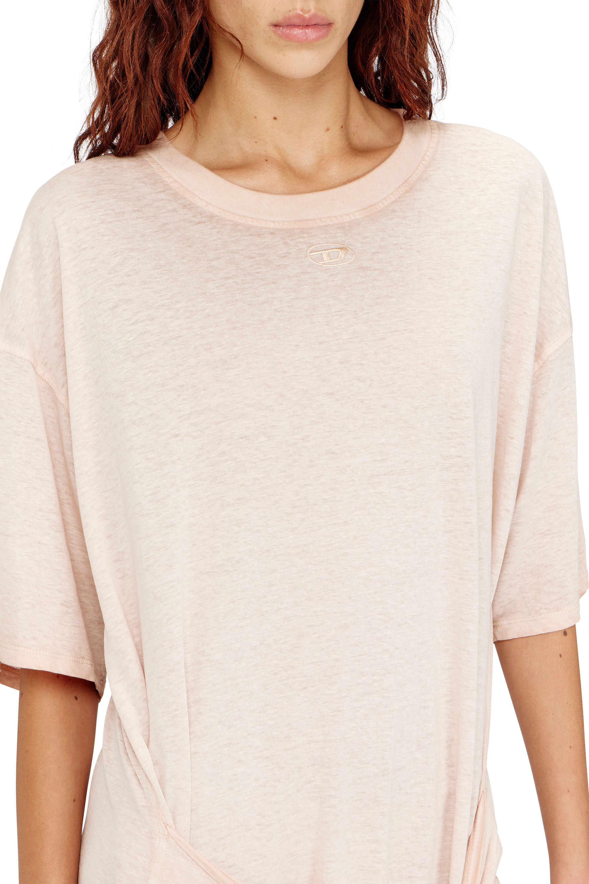 Diesel - D-EIVOR-S1, Female's Hemp-cotton dress with wrap detail in ヌードカラー - 4