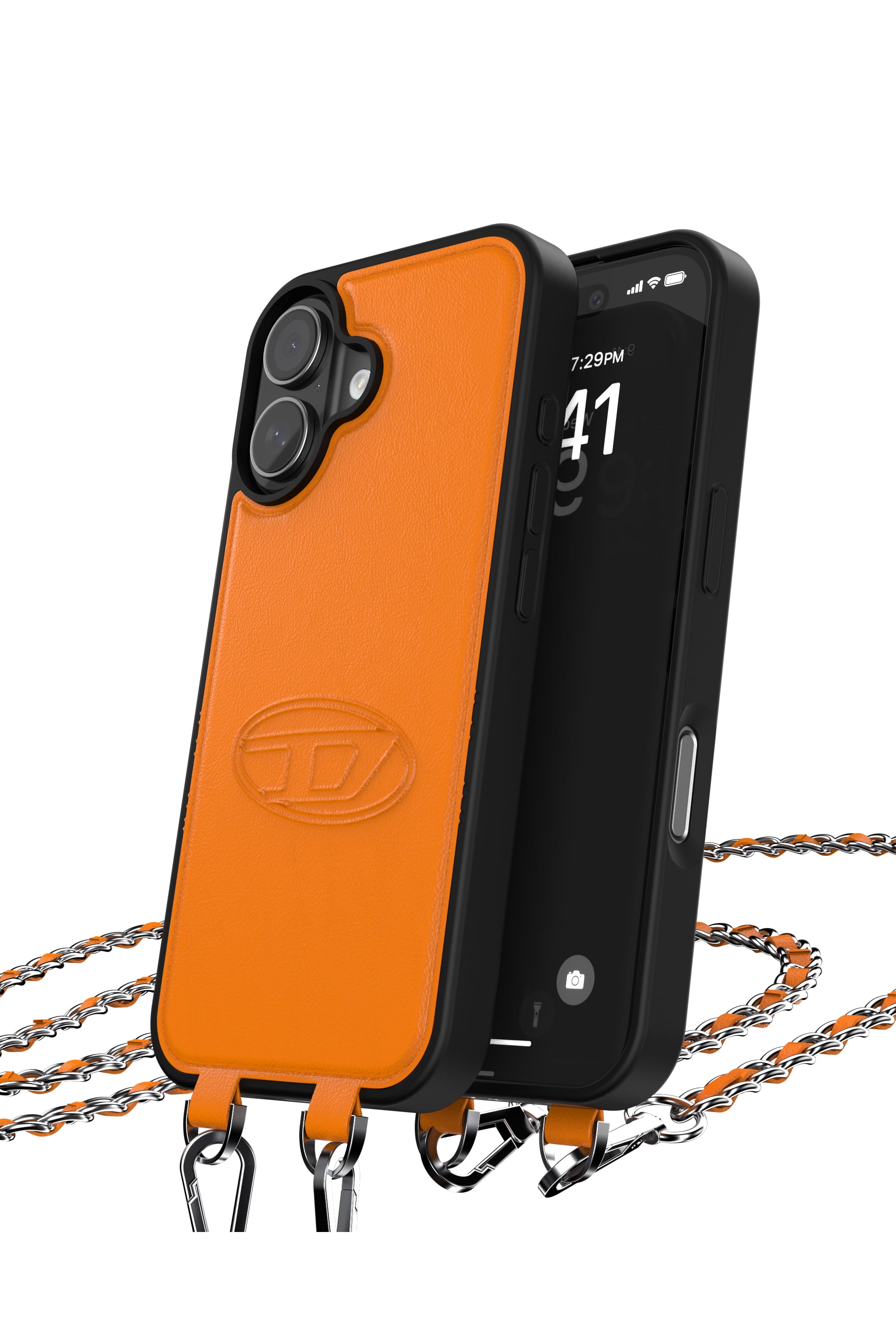 Diesel - 60664 MOULDED CASE, Unisex's Oval D case with wrist strap and MagSafe for iPhone 17 in オレンジ - 3