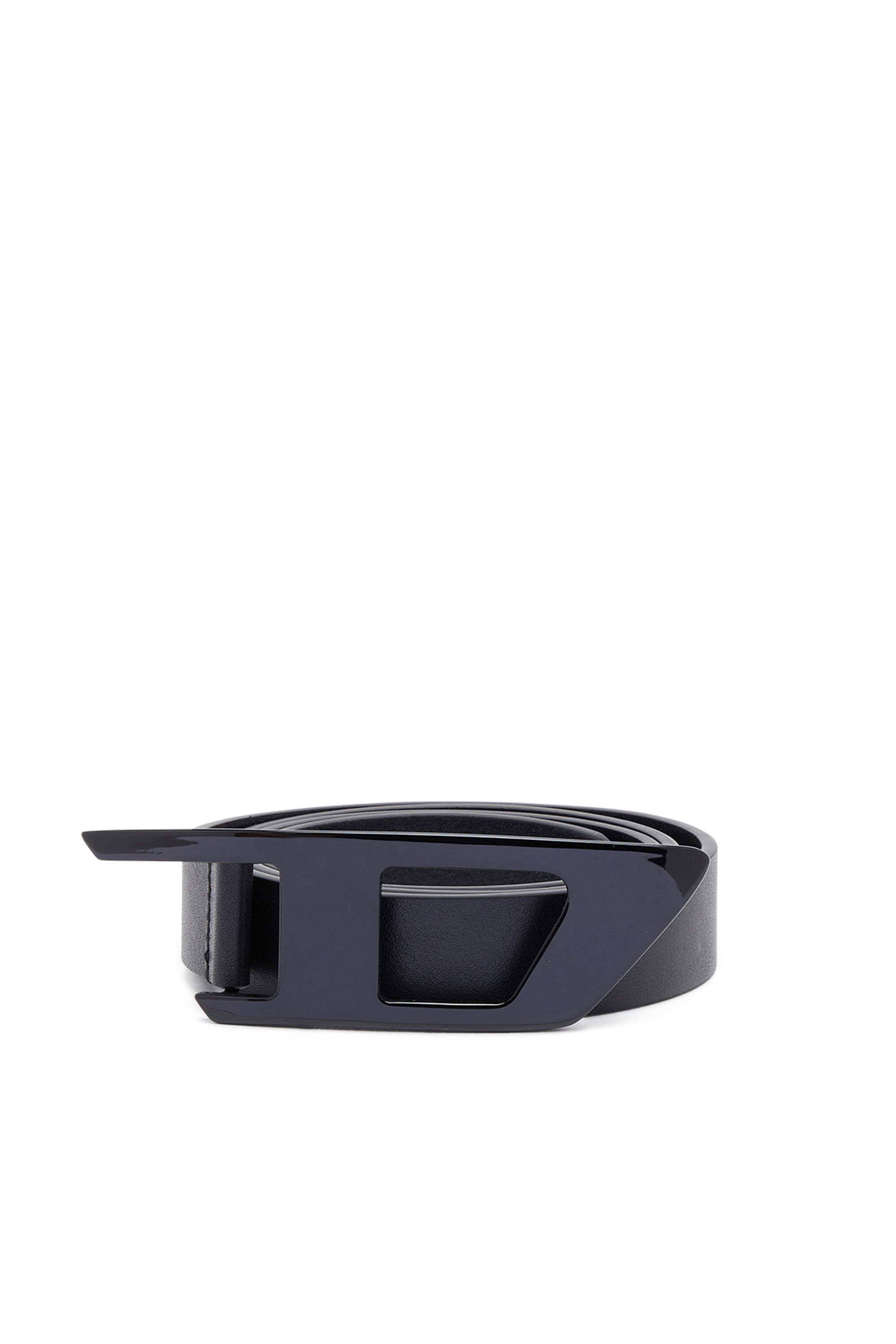 Diesel - B-DLOGO II, Male's Slim leather belt with D buckle in ブラック - 1