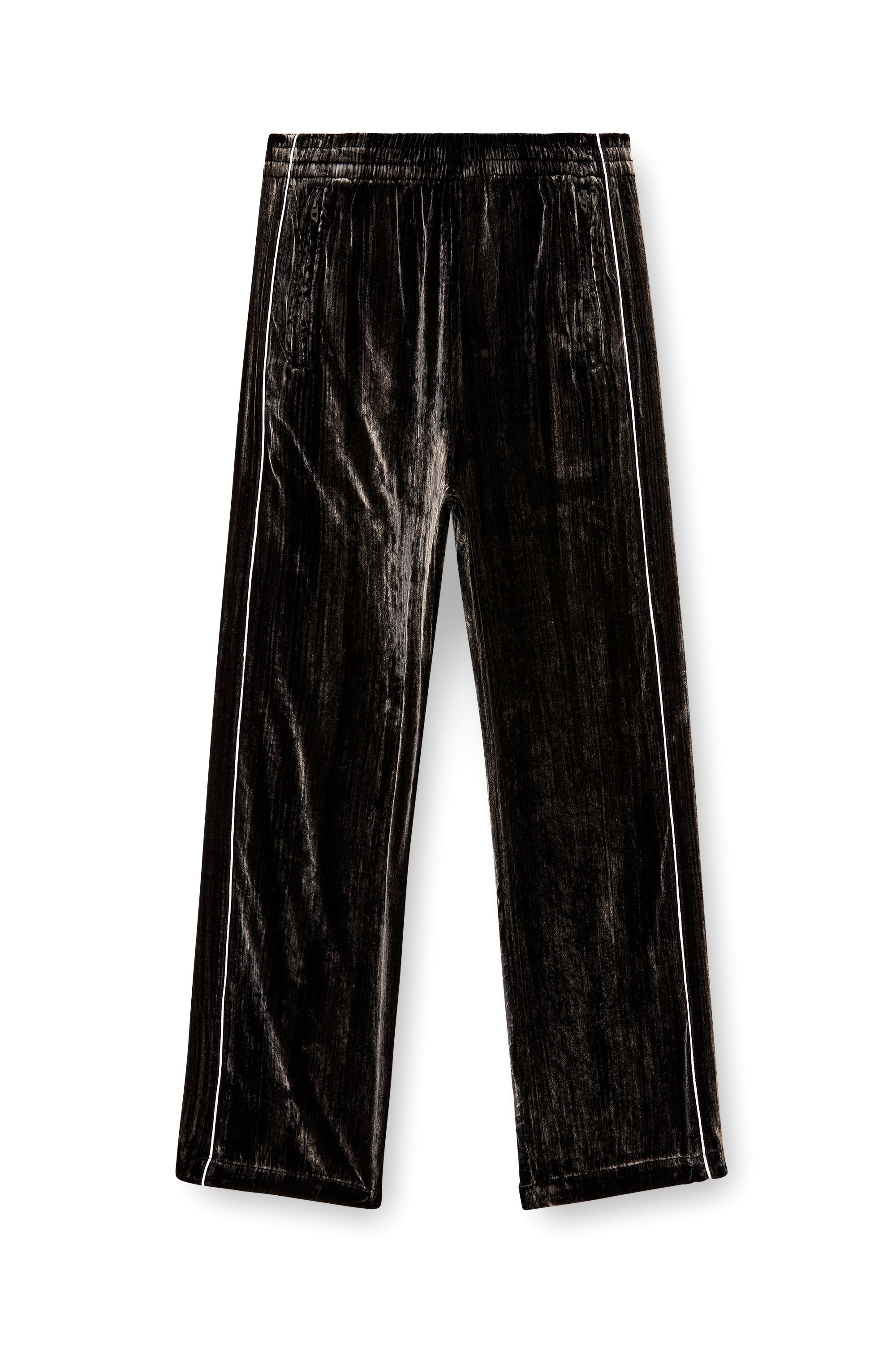 Diesel - P-HAY, Male's Track pants in treated velvet in ブラック/ホワイト - 3