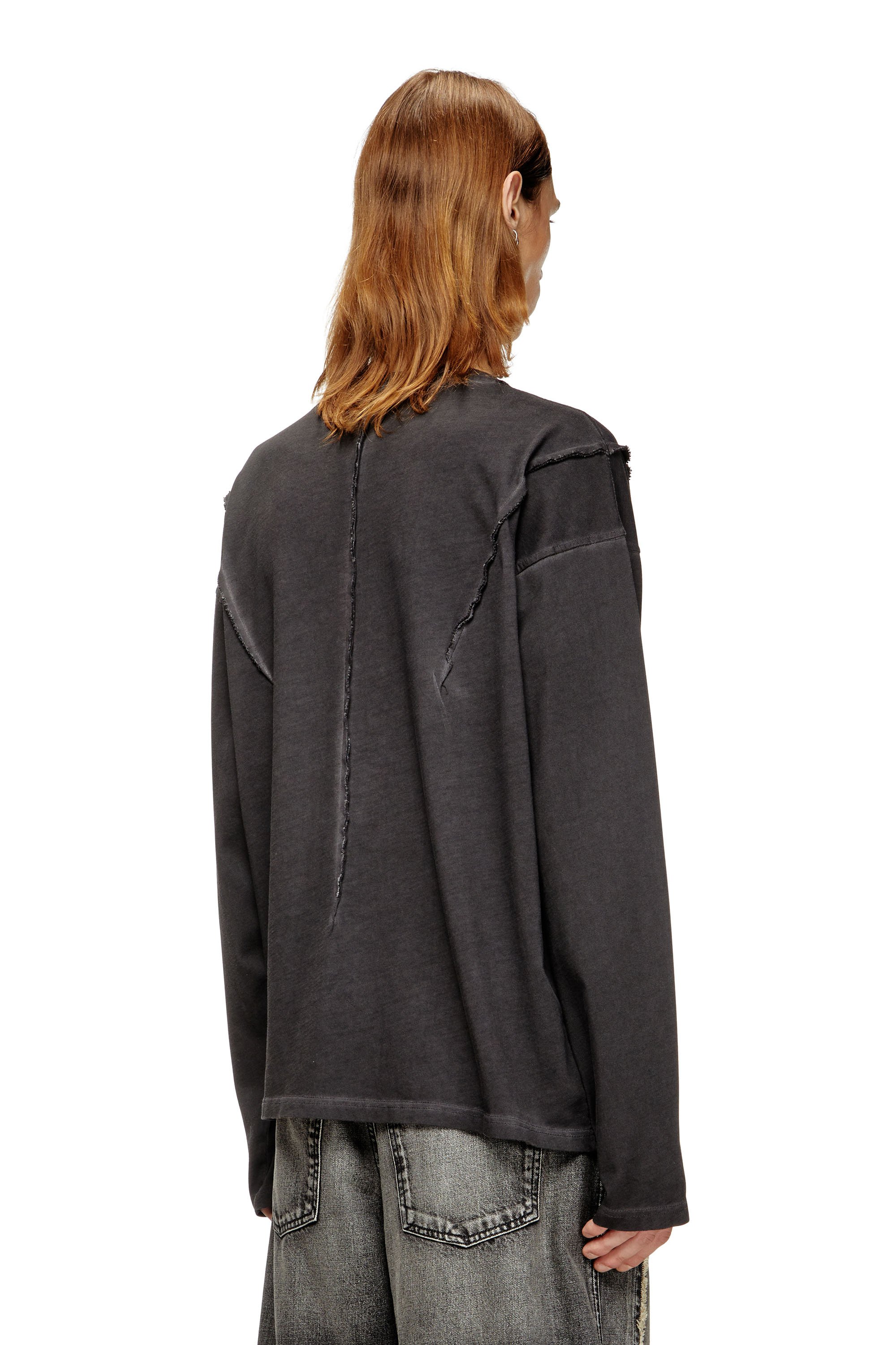 Diesel - T-THUG-T-SHIRT, Unisex's Long-sleeve T-shirt with faded effect in ダークグレー - 3
