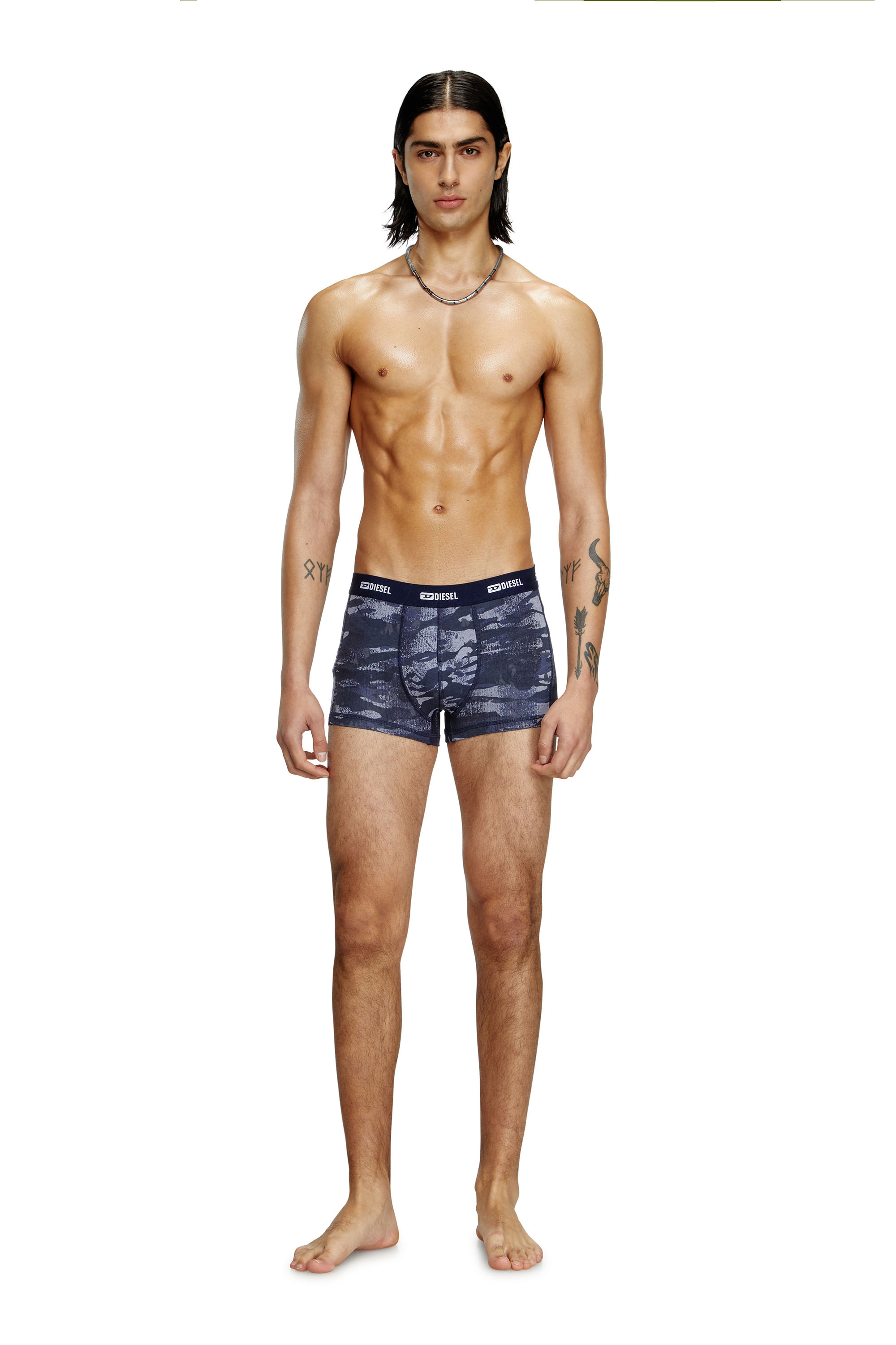 Diesel - DAMIEN-UTLT-3PACK, Male's 3-pack of boxer briefs plain and camo in ブラック/ブルー - 3