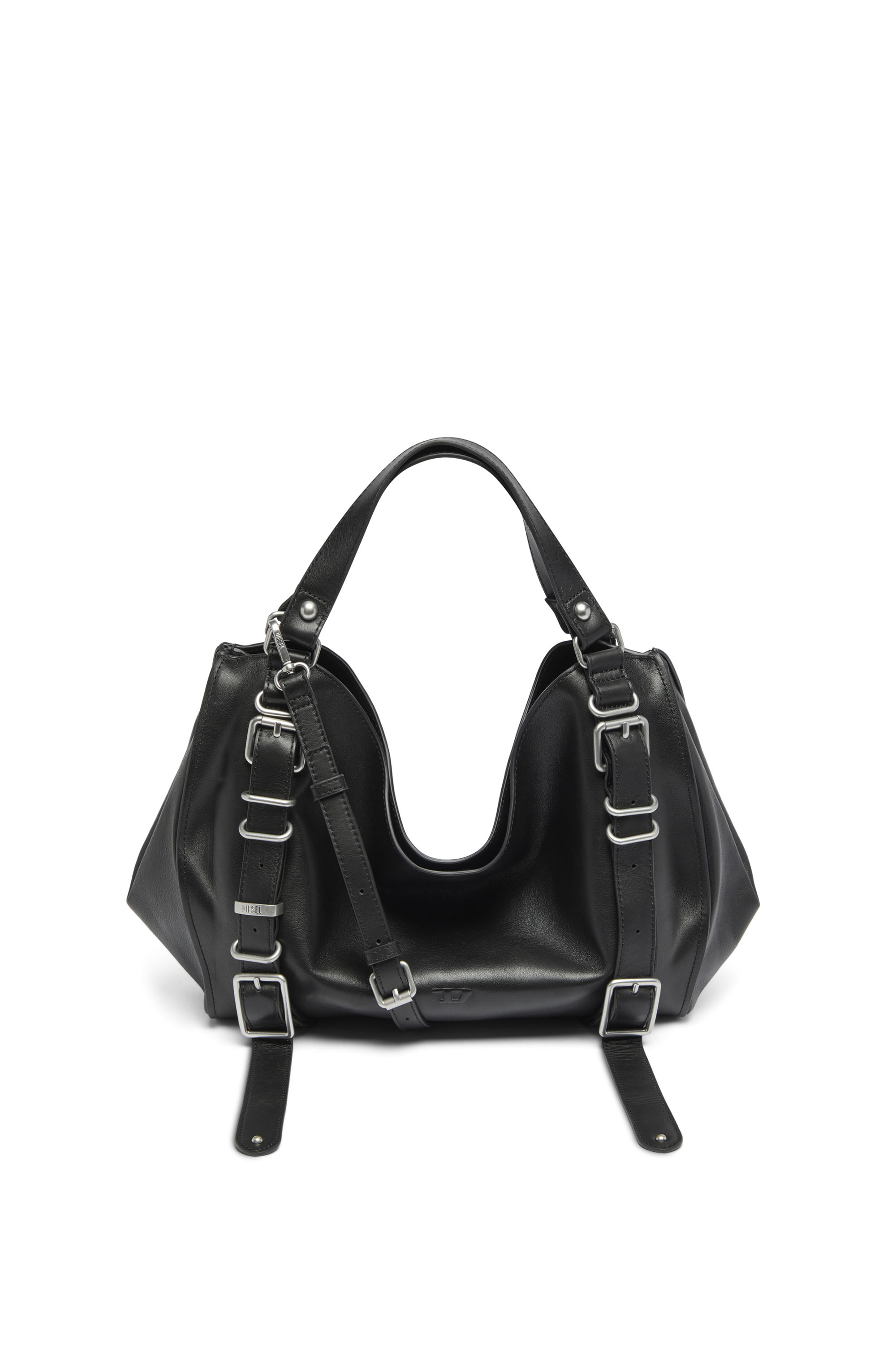 Diesel - D-ONE TOPHANDLE M, Unisex's D-One-Medium top-handle bag in treated leather in ブラック - 1
